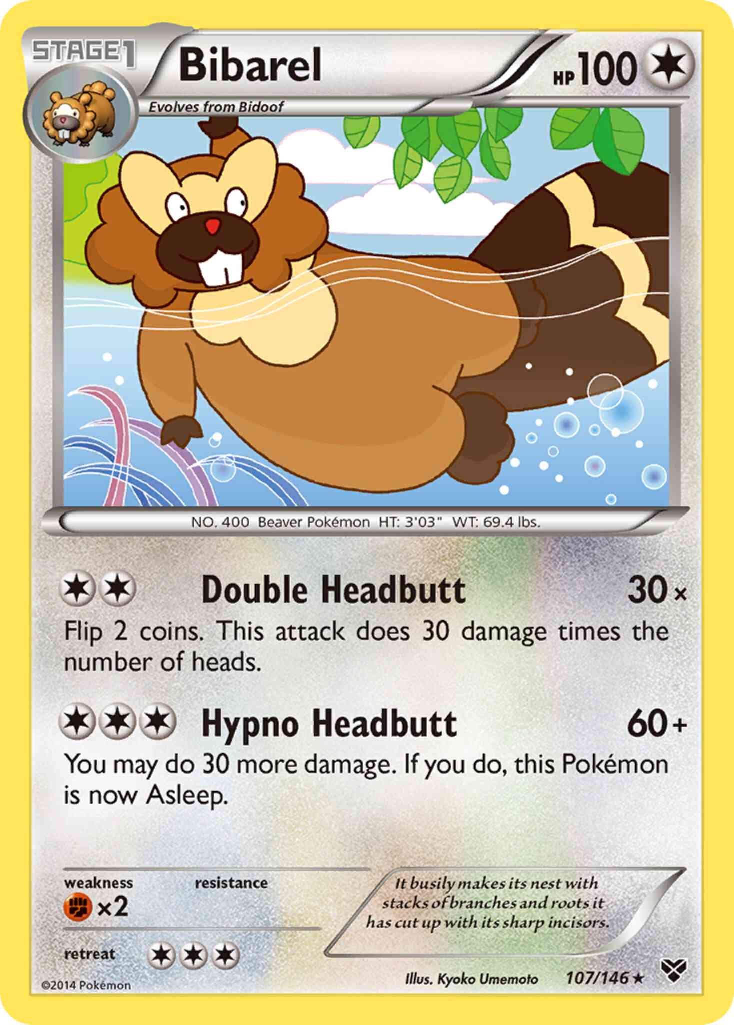 Rare xy1-107 non-holo – Pokémon Bibarel - 107/146 - Rare [xy1-107] [Non-Holo]