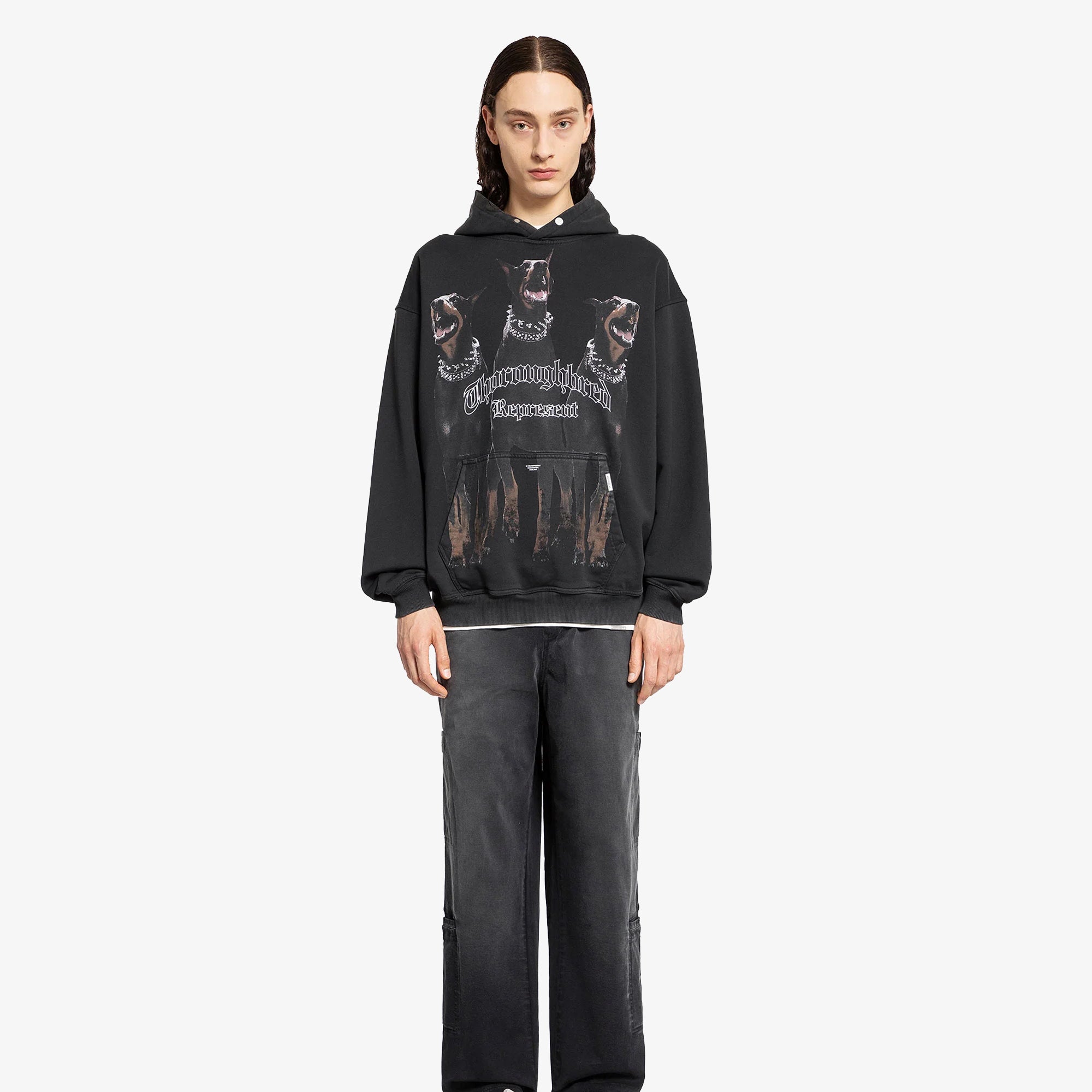 Represent | THOROUGHBRED HOODIE { VINTAGE/BLACK - view 6
