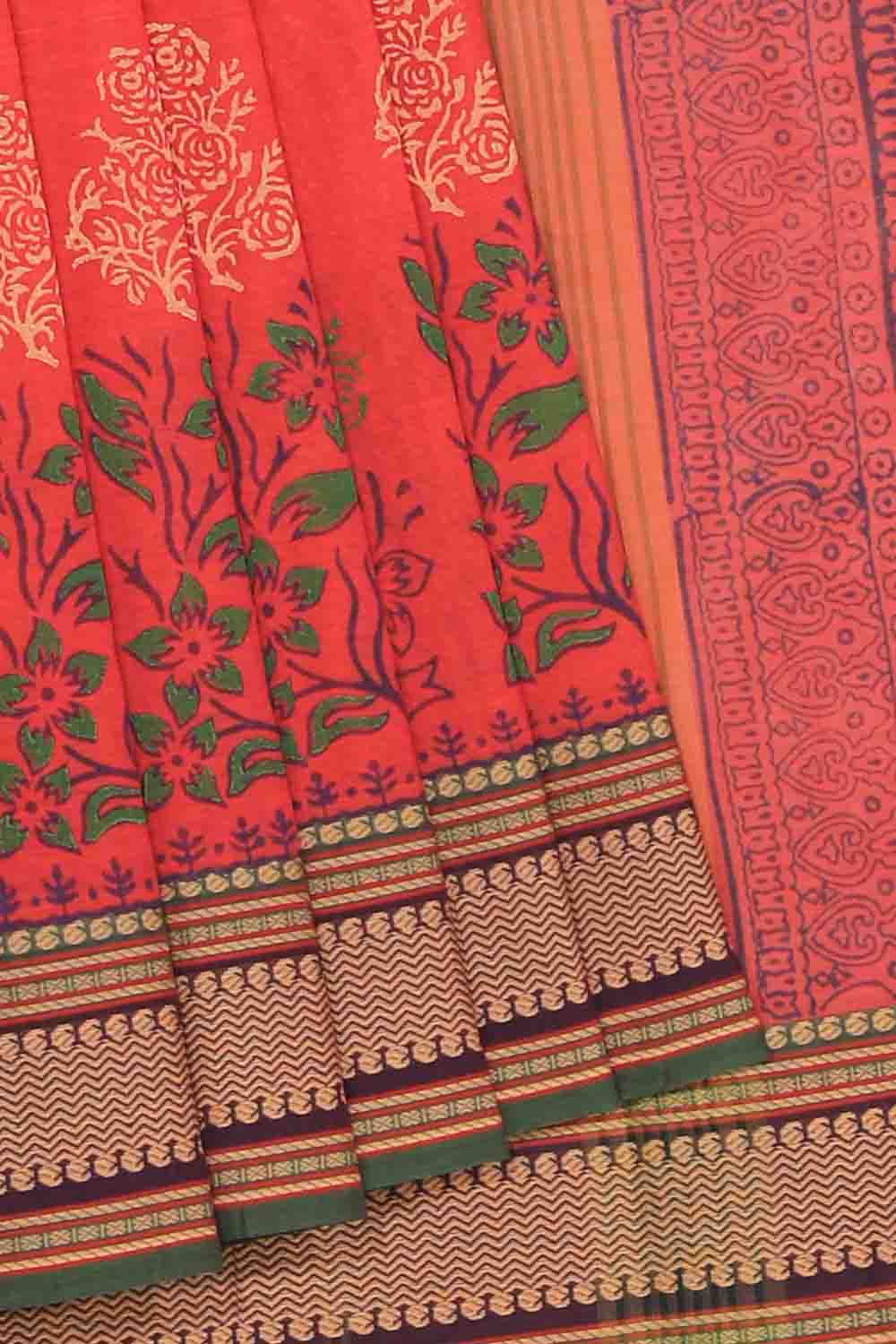 Kalanjali Ethnics Hand block printed cotton saree - view 2