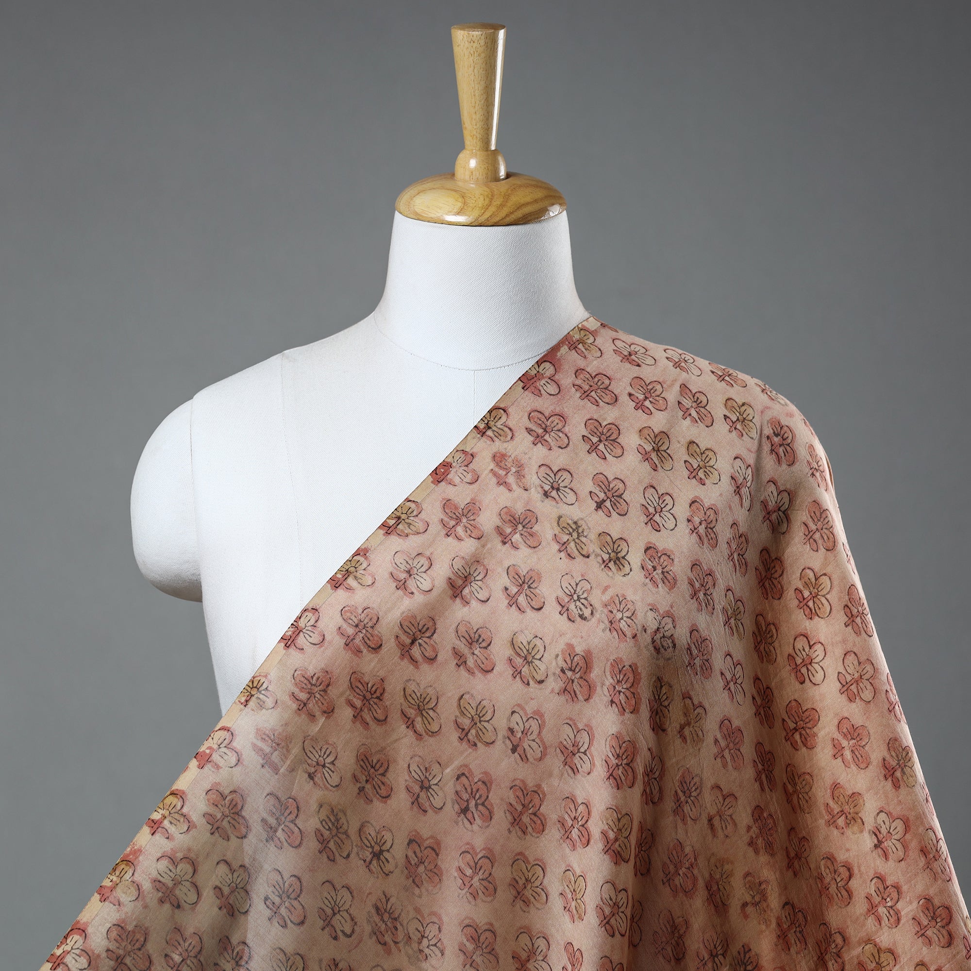 BAGRU DABU PRINTS Ajrakh Dabu Bagru Block Print Chanderi Silk Fabric 01