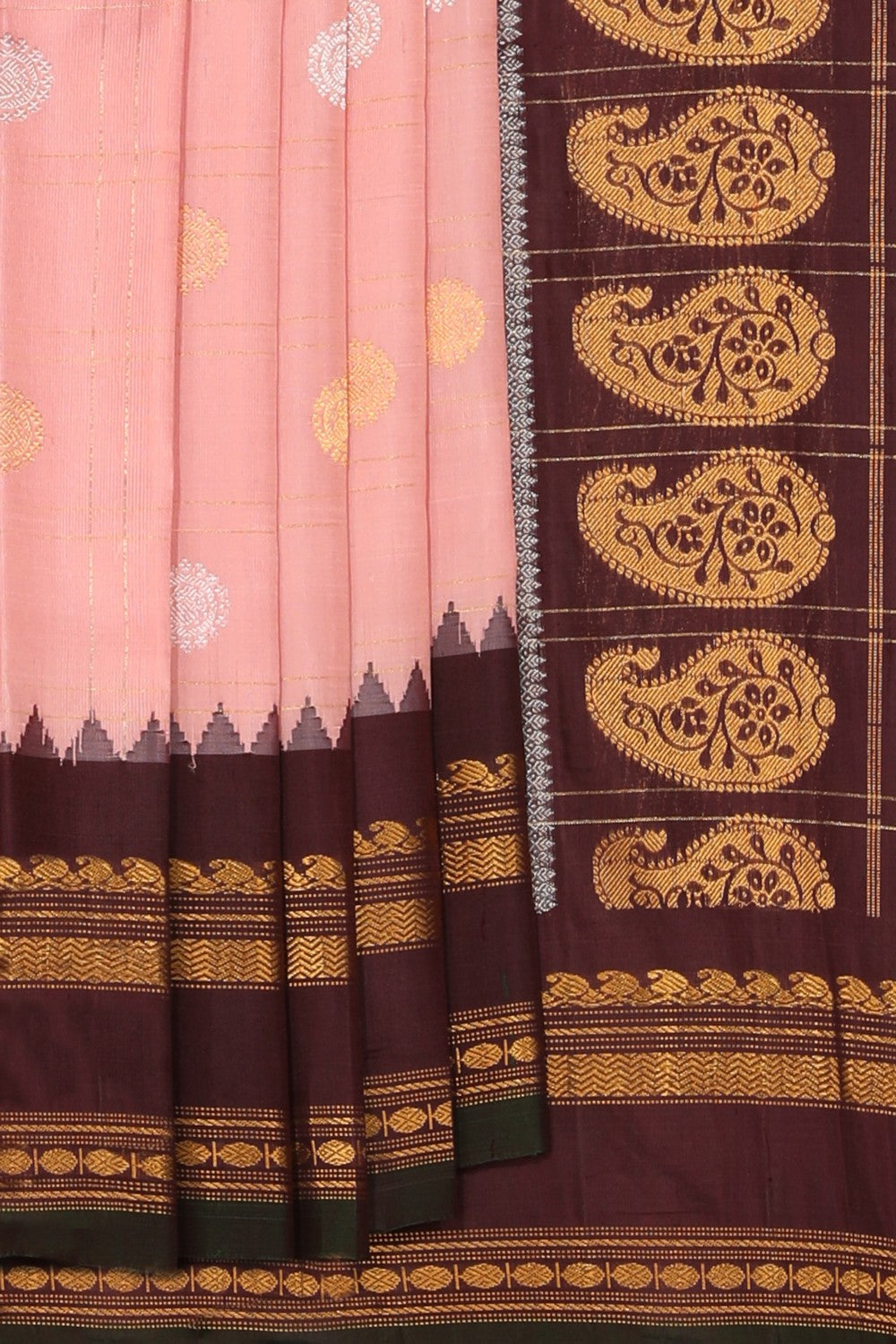 Kalanjali Gadwal Silk Pink Saree – Women's