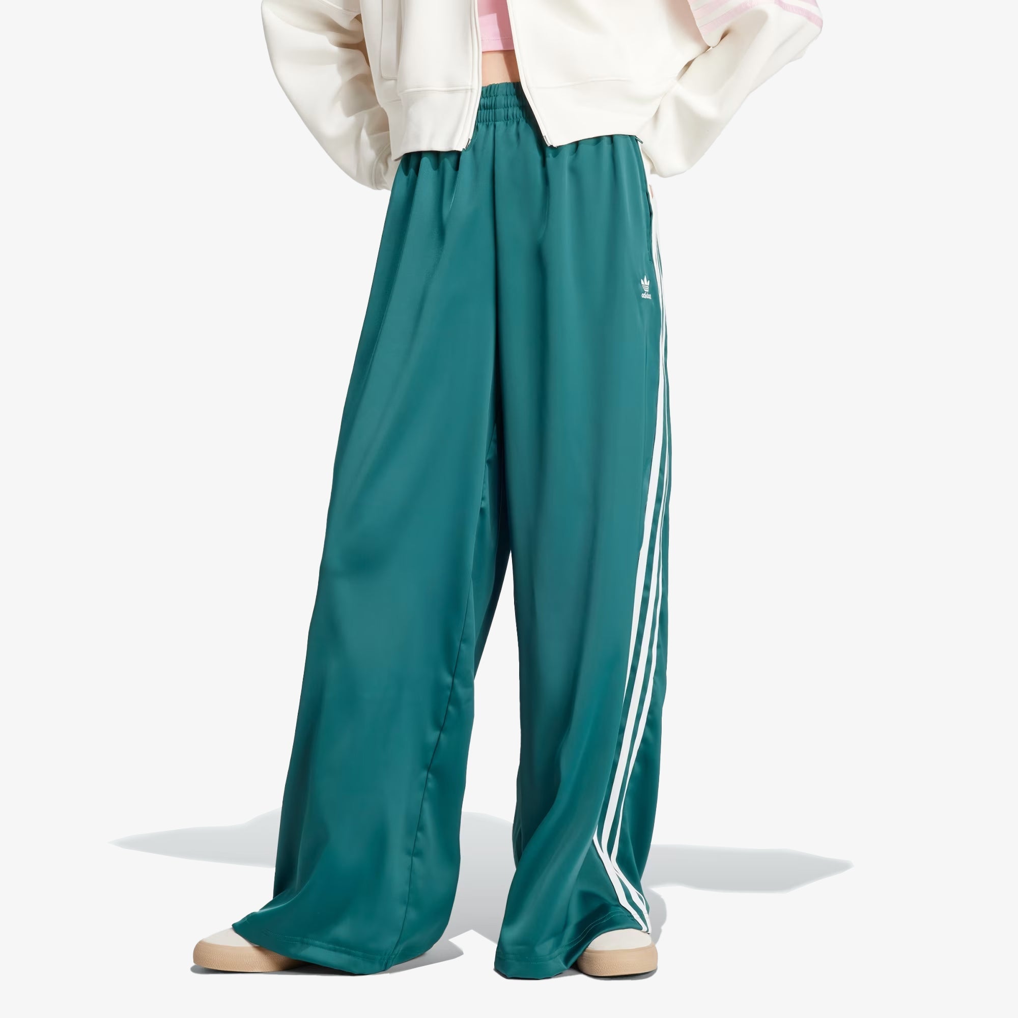 Adidas Originals | SATIN WIDE LEG TRACK PANTS { GREEN