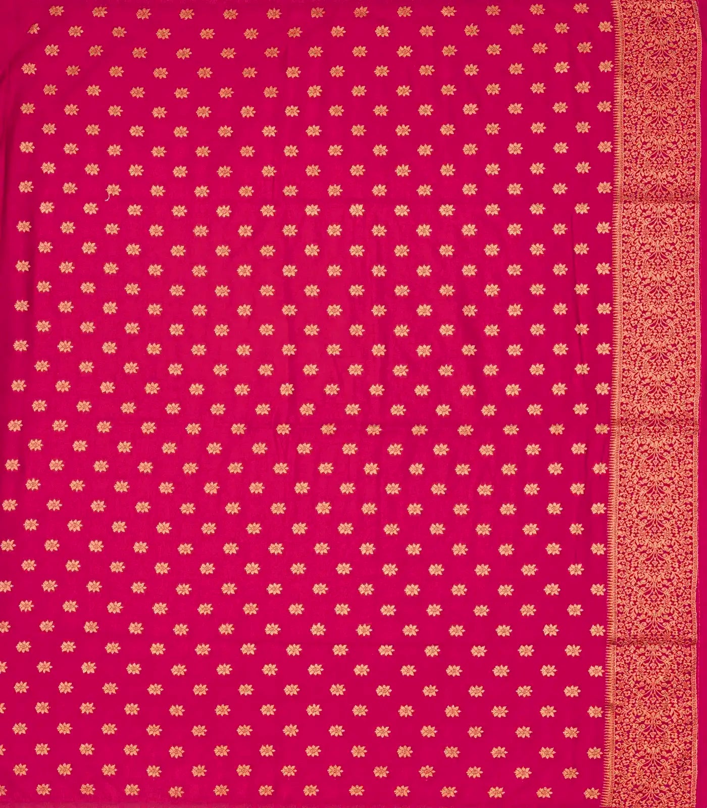 RmKV Hot Pink Woven Blended Dupion Saree With Small Floral Motifs - view 4