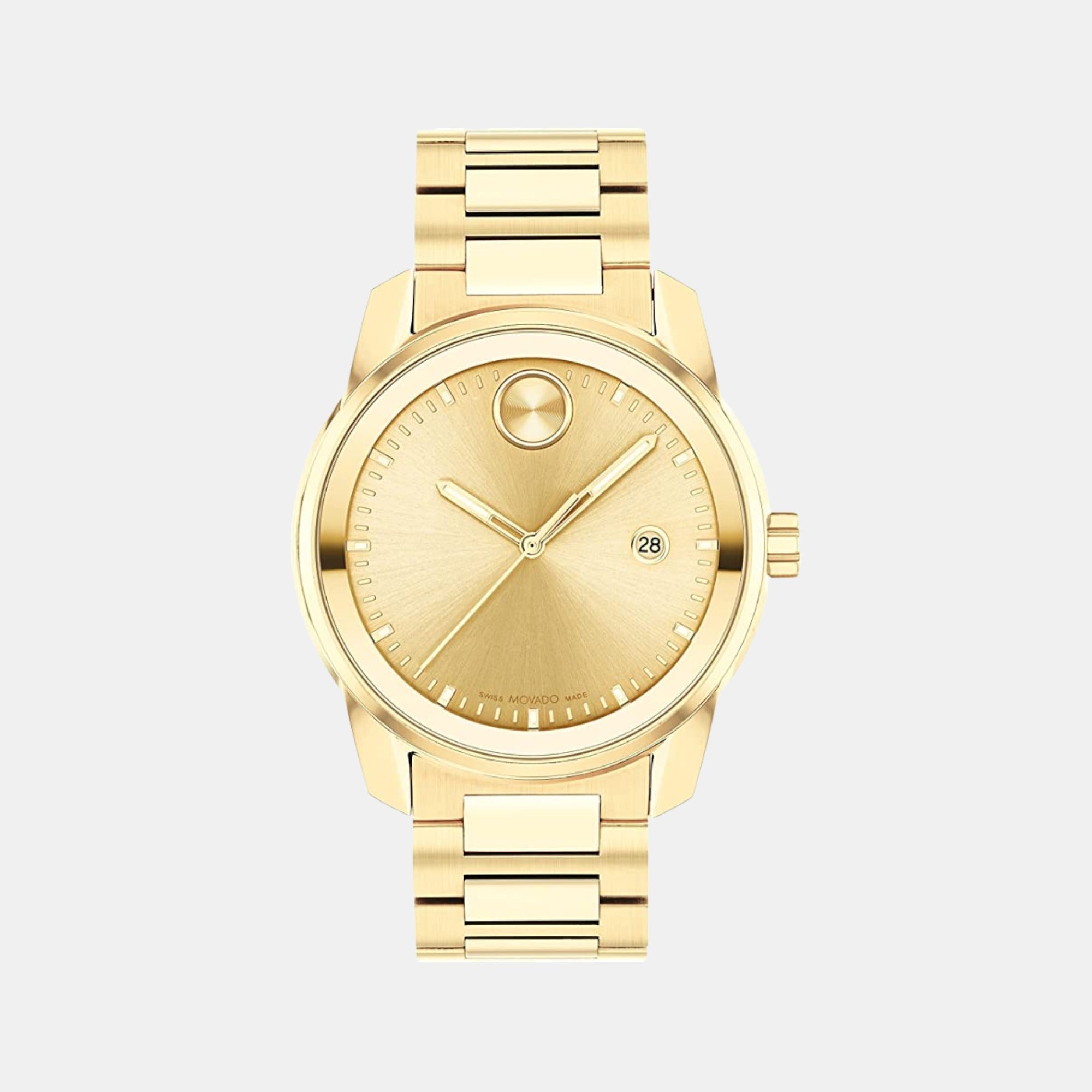 Movado Bold Women Quartz Gold Dial Analog Stainless Steel Watch 3600861
