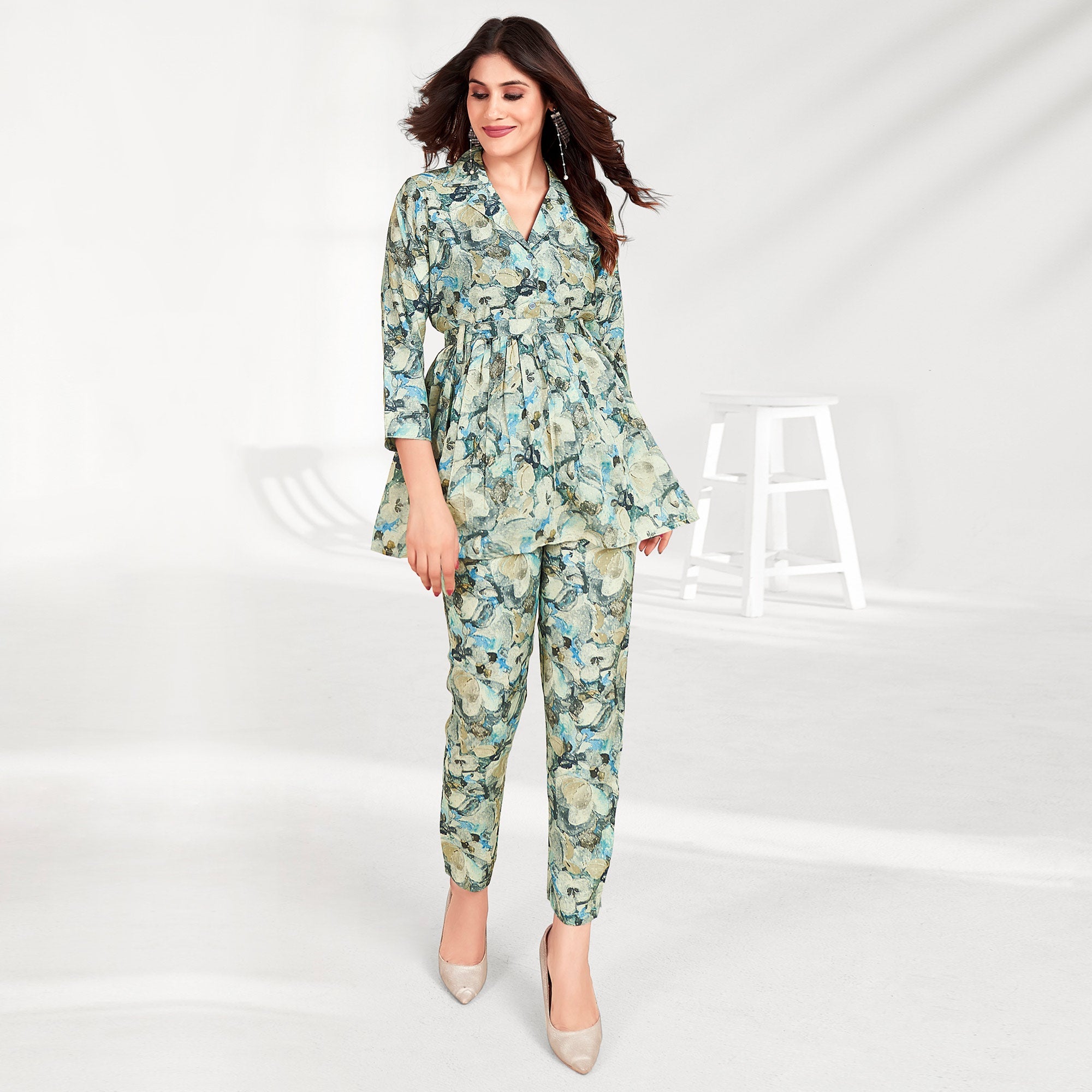 BlackTree grey-foil-printed-rayon-co-ord-set-1 - view 2