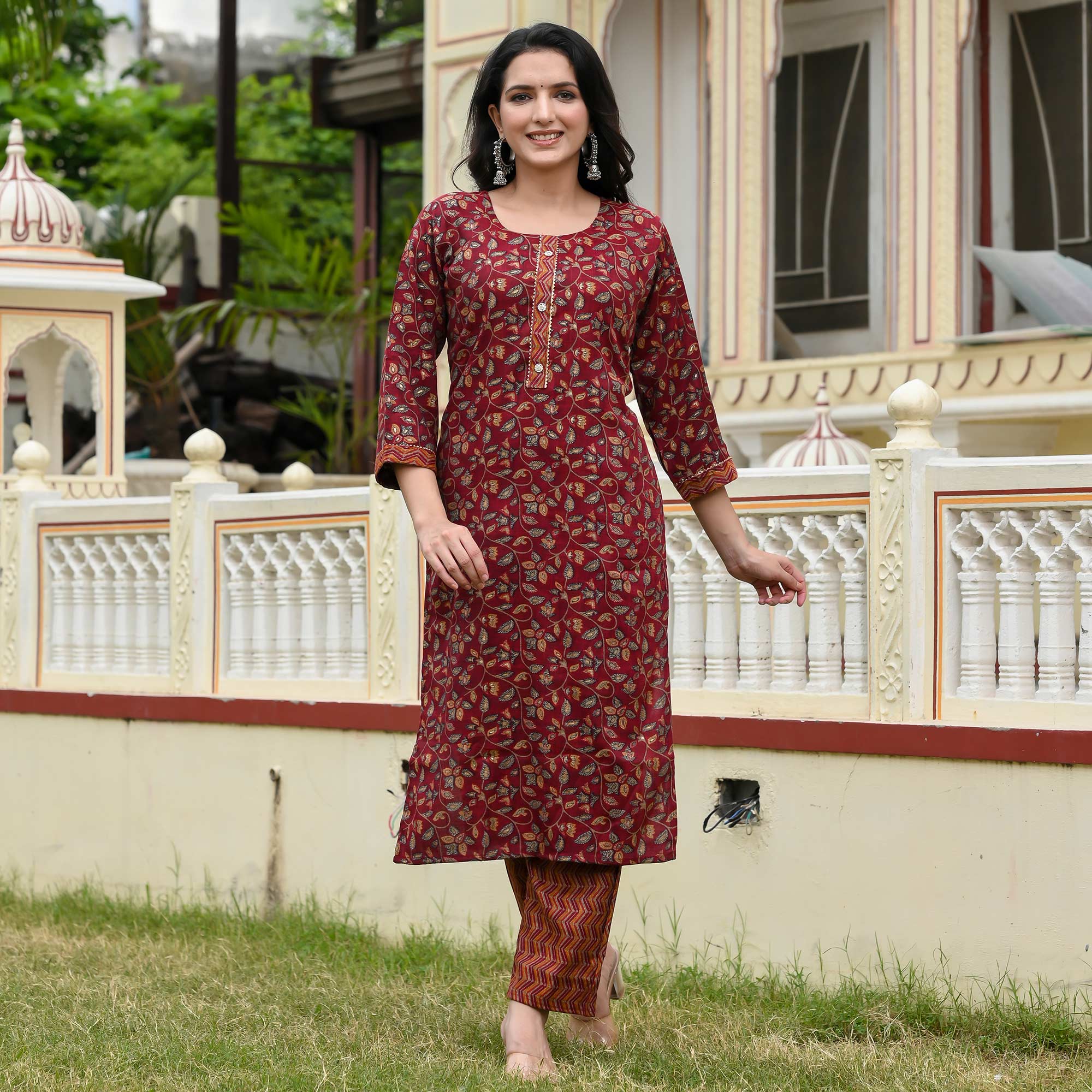 Peachmode Seller Maroon Floral Printed Rayon Suit - view 5