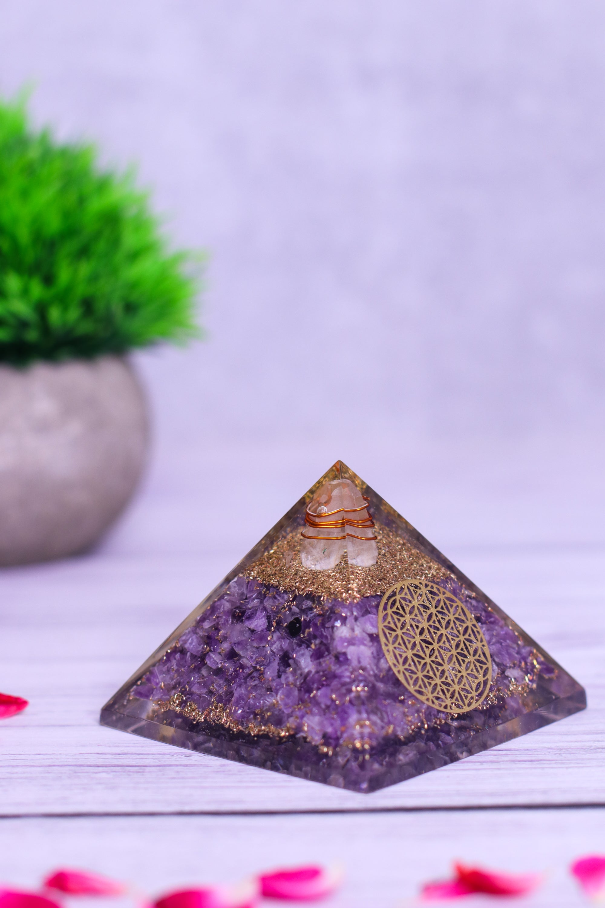 Studio Vaidik Amethyst Orgonite Feng Shui & Vastu Pyramid Decorative Showpiece - view 2