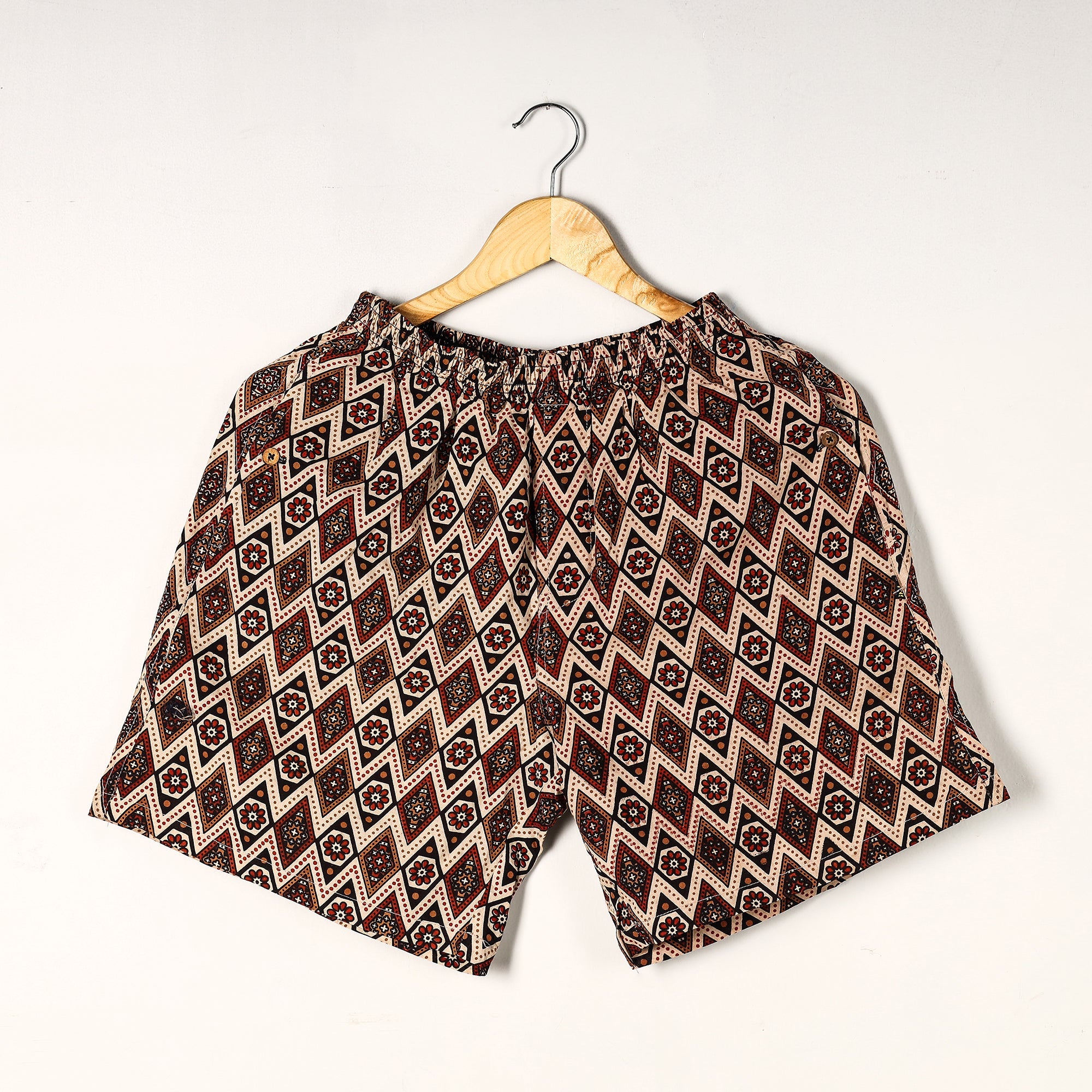 Unisex boxer shorts – ITOKRI CASUALS Brown - Ajrakh Block Printed Cotton Unisex Boxer/Shorts