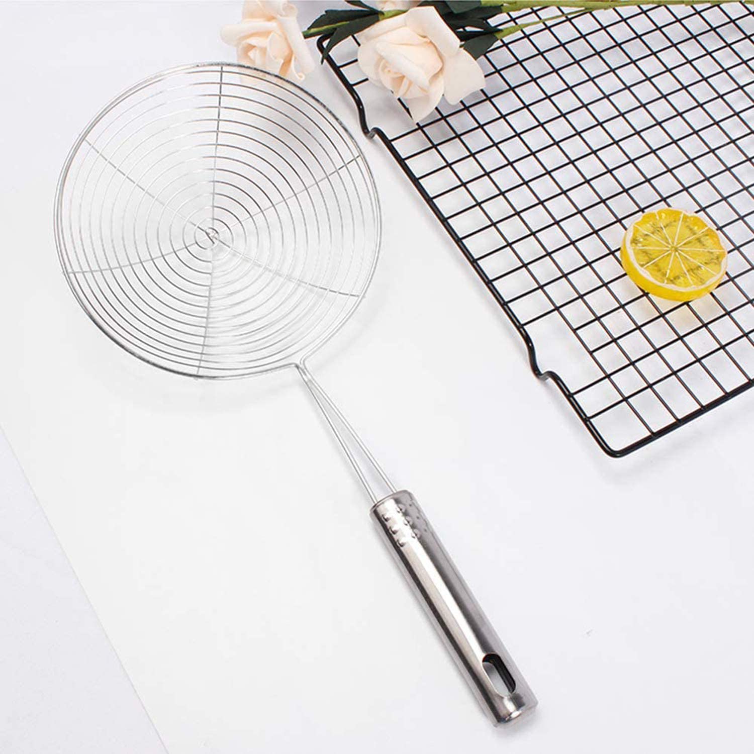 Kuber Industries 20cm Multiuses Stainless Steel Skimmer/Strainer/Jharni for Cooking and Frying (Silver) - view 5