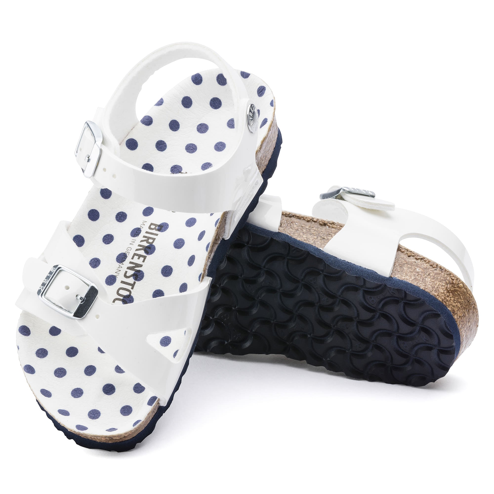 Birkenstock Rio Kids Birko-Flor – White White/Nautical Dots White