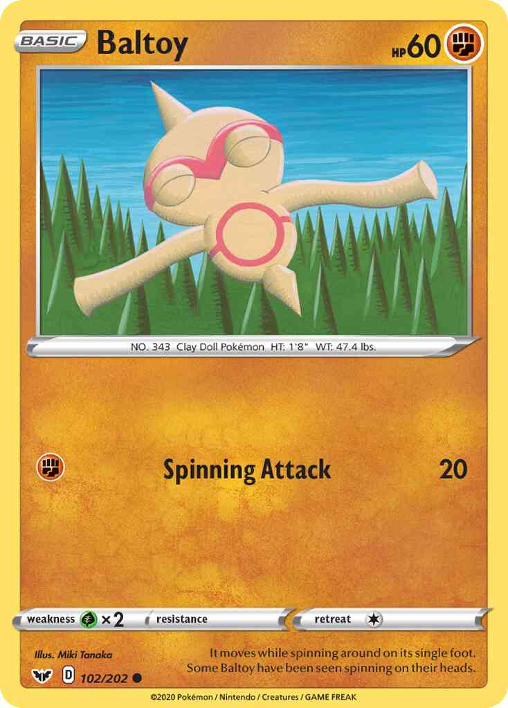 Common swsh1-102 non-holo – Pokémon Baltoy - 102/202 - Common [swsh1-102] [Non-Holo]