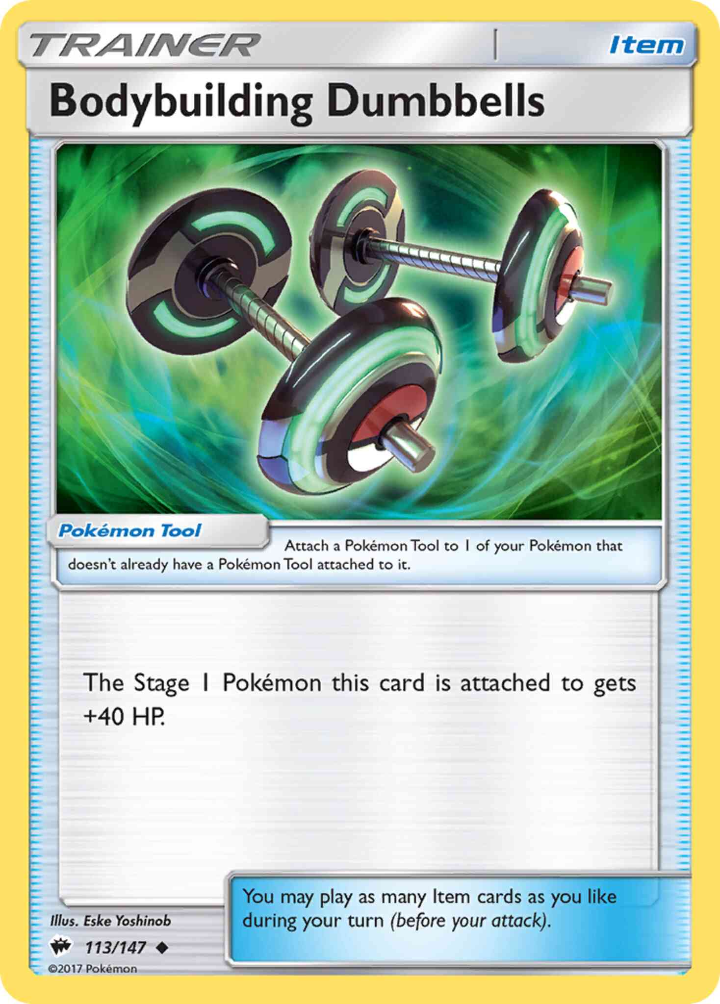 Uncommon sm3-113 non-holo – Pokémon Bodybuilding Dumbbells - 113/147 - Uncommon [sm3-113] [Non-Holo]