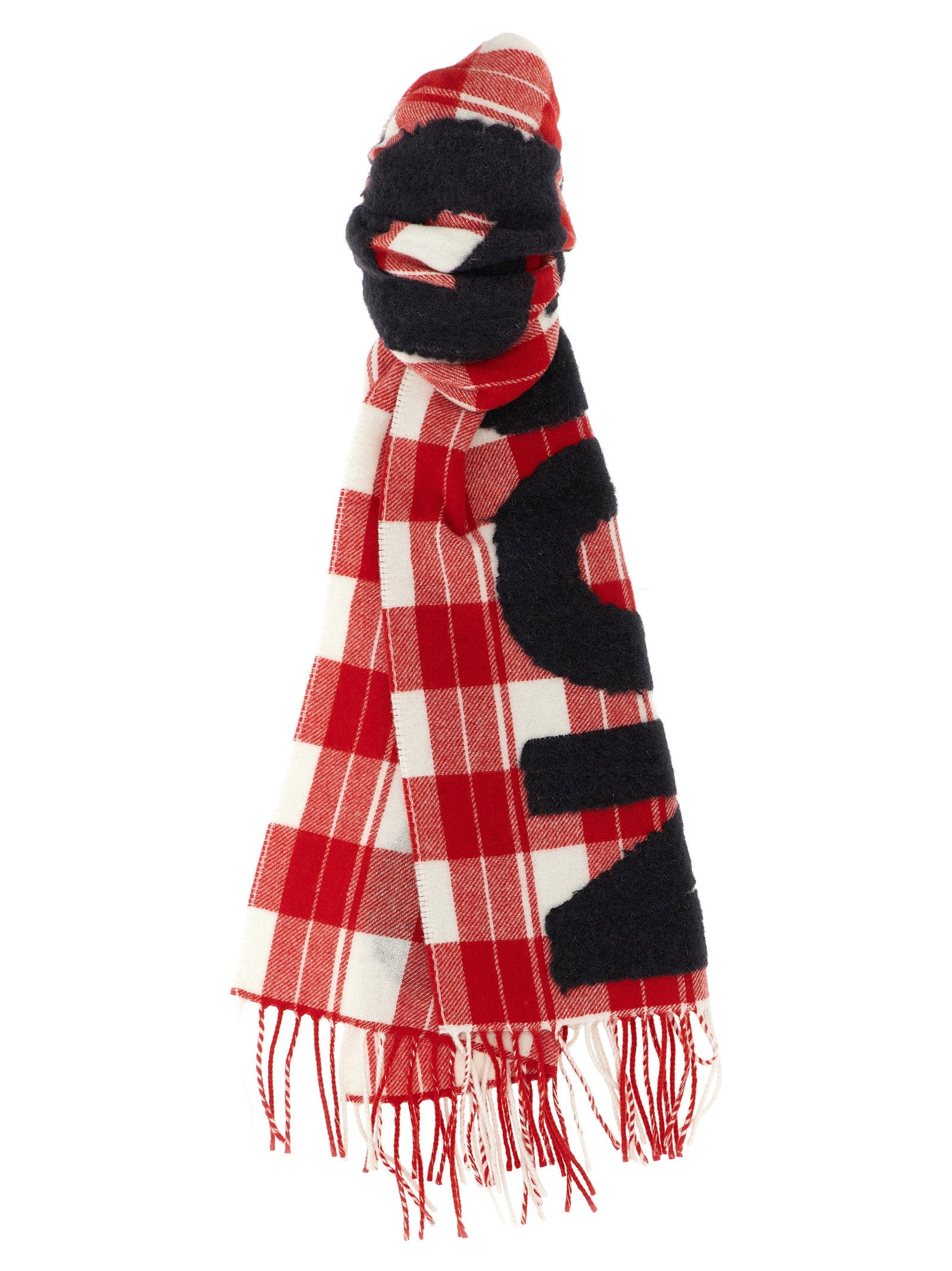 J w anderson – J.w.anderson Checkered Logo Scarf – 55% vw 40% aw 5% pa