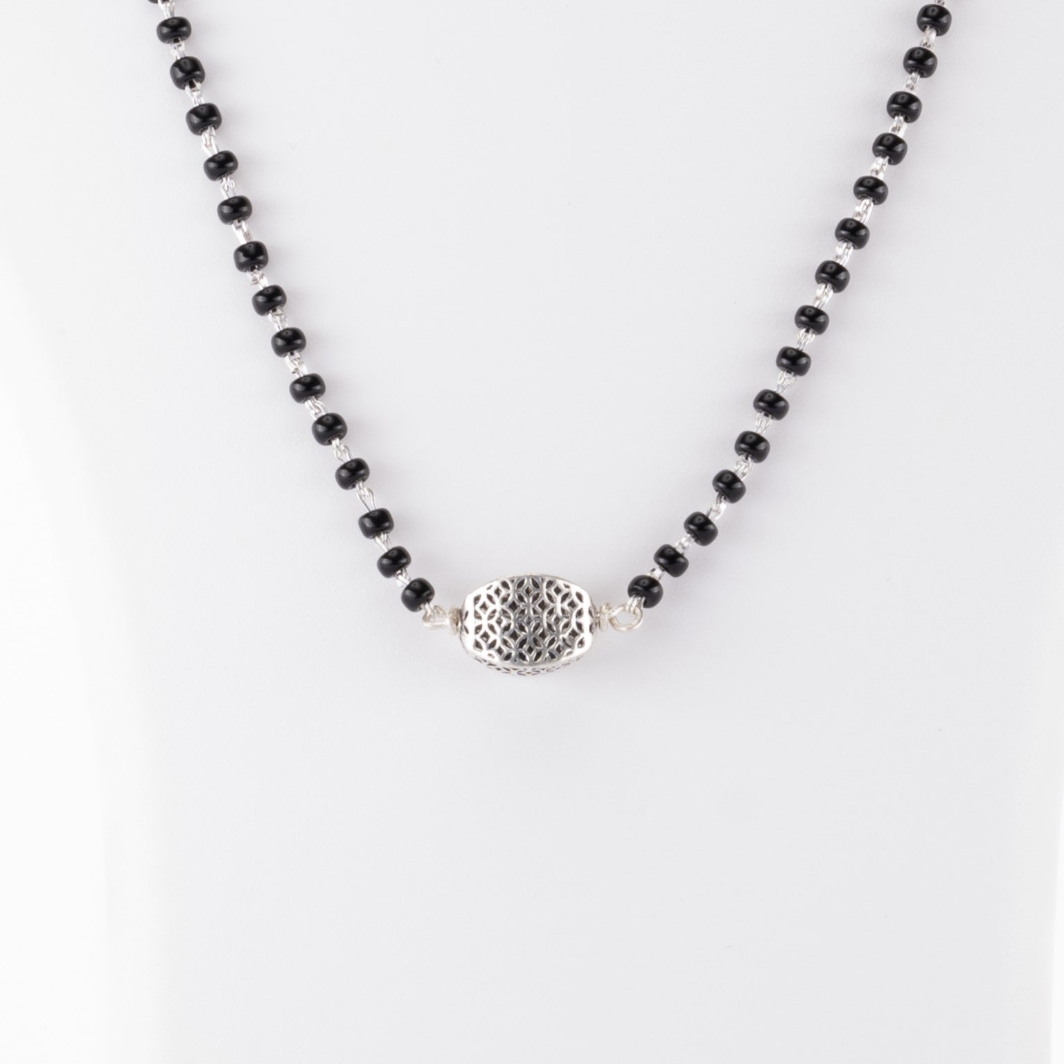 Prinjal Jewellers Silver Black Beads Mangalsutra - view 2