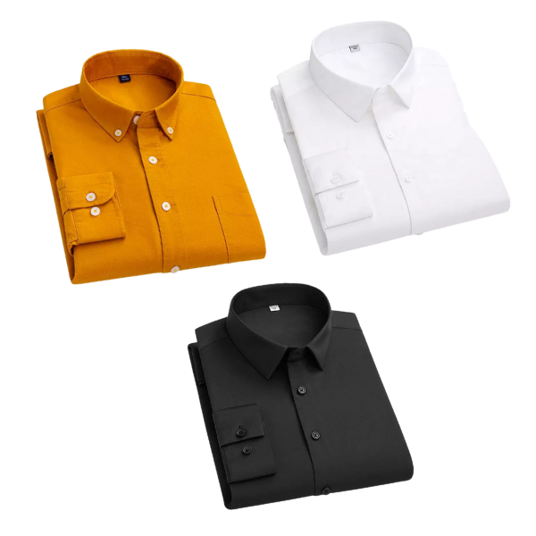 BlackTree Combo of 3 Cotton Shirt for Man ( Mustard, White and Black )