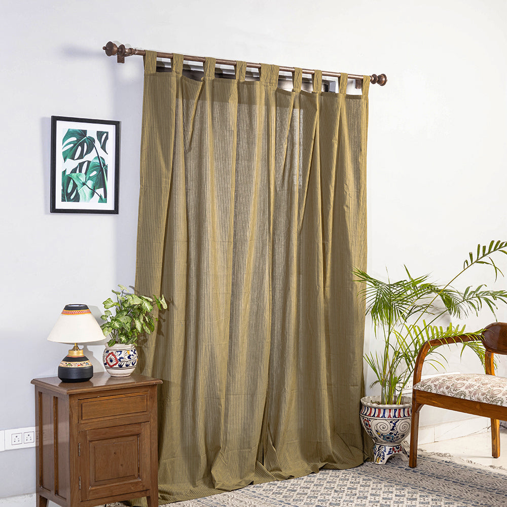 NOORI BAZAR Brown - Jacquard Weave Cotton Door Curtain (7 x 3 Feet) (single piece)