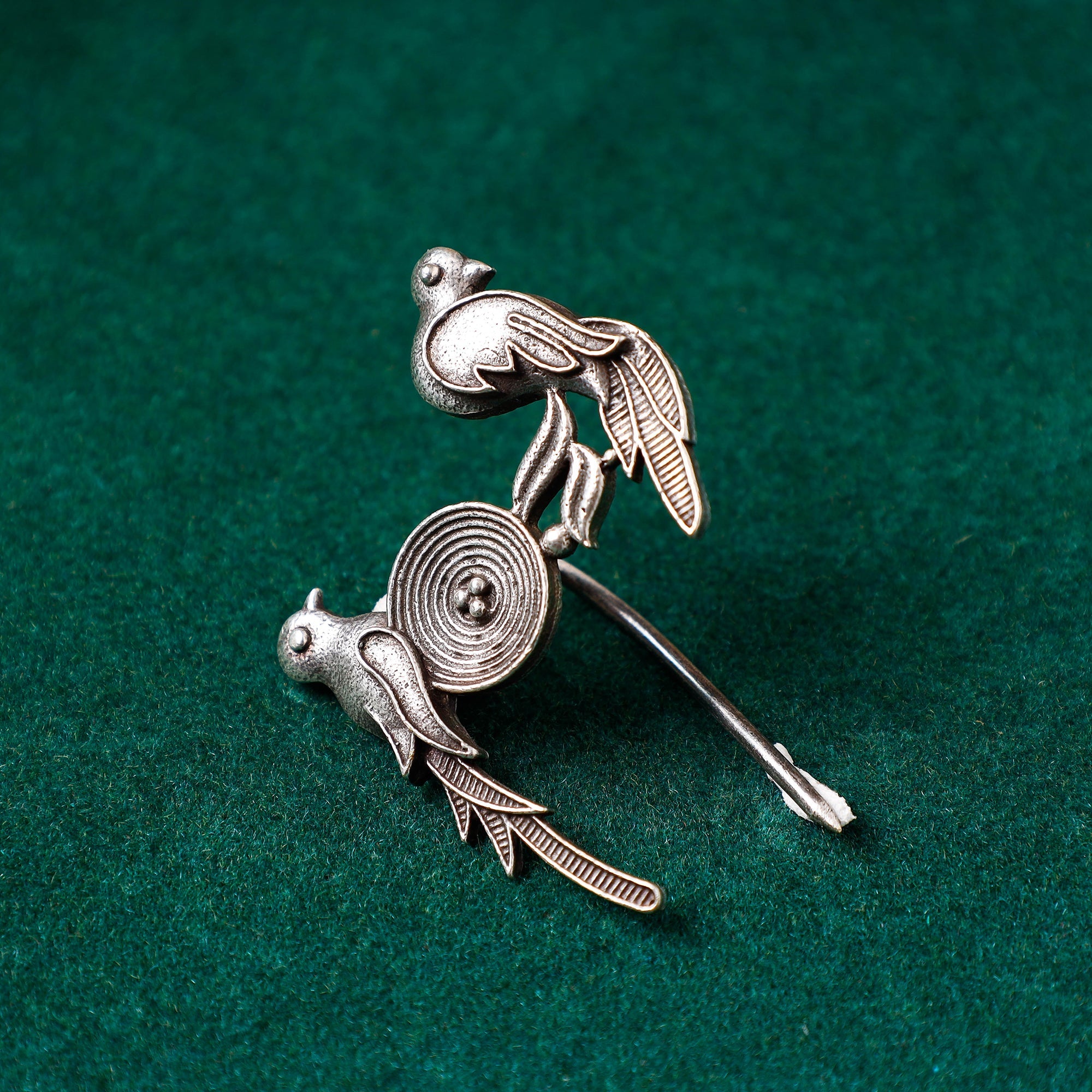 WHITE RIVER STORIES Antique Silver Finish Oxidised Brass Base Juda Pin