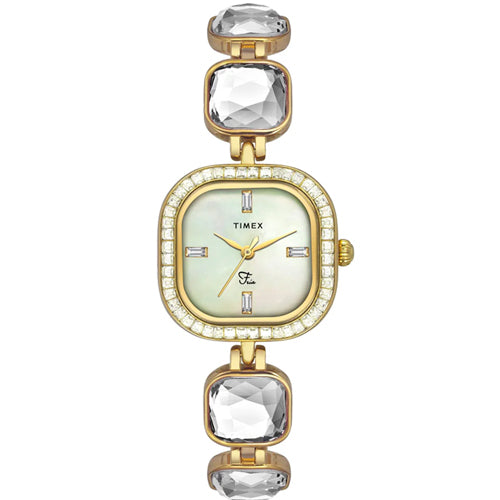 Timex Fria Women Mother of Pearl Square Dial Analog Watch 25.6mm TWEL17106