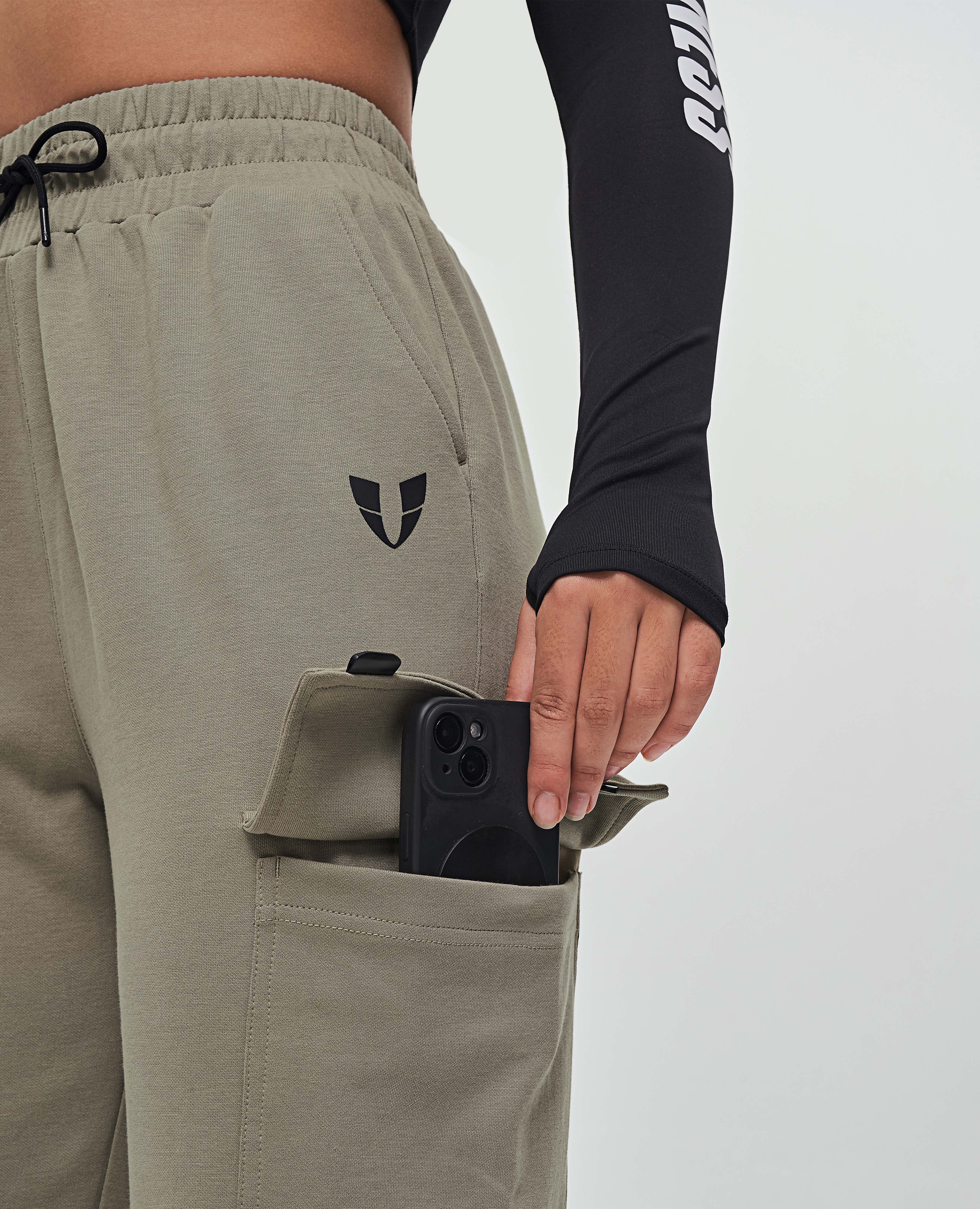 FIRM ABS Loose Fit Cargo Joggers - Olive Green - view 4