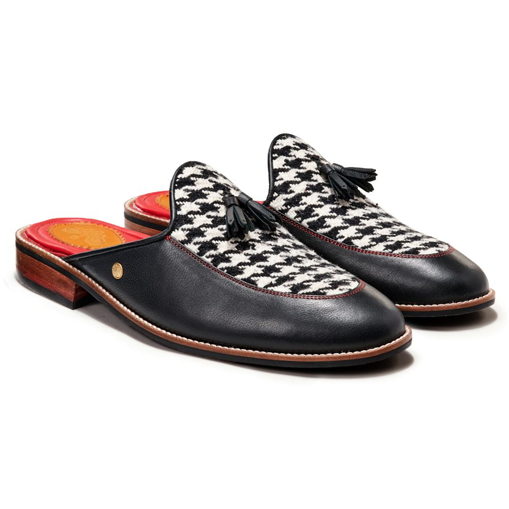 Banjaaran India White Houndstoth_ Mule_ Men (discontinued)