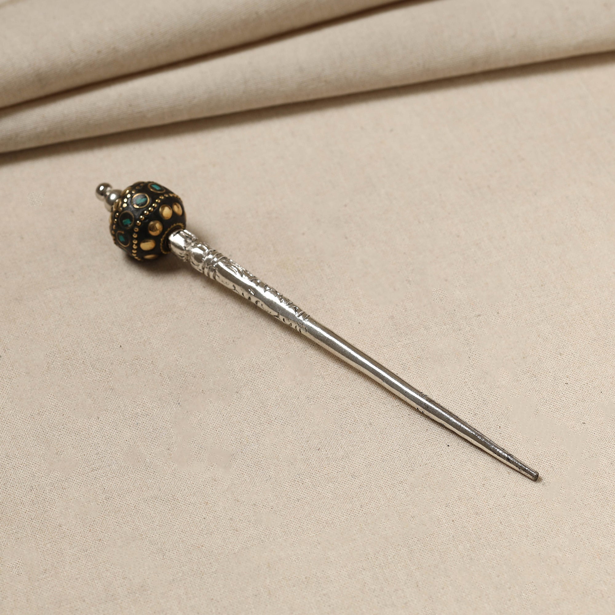 WHITE RIVER STORIES Antique Finish Oxidised German Silver Juda Stick