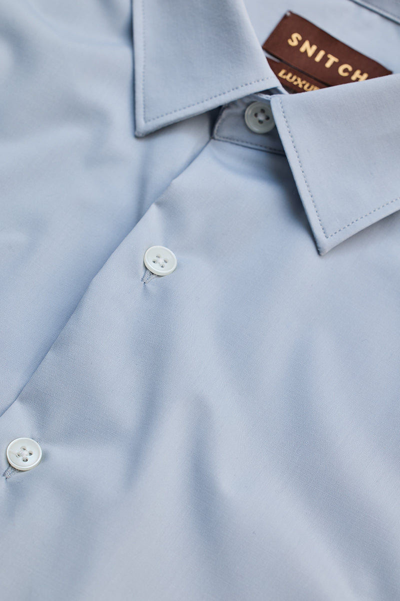 SNITCH Light Blue Slim Fit Stretch Shirt - view 2