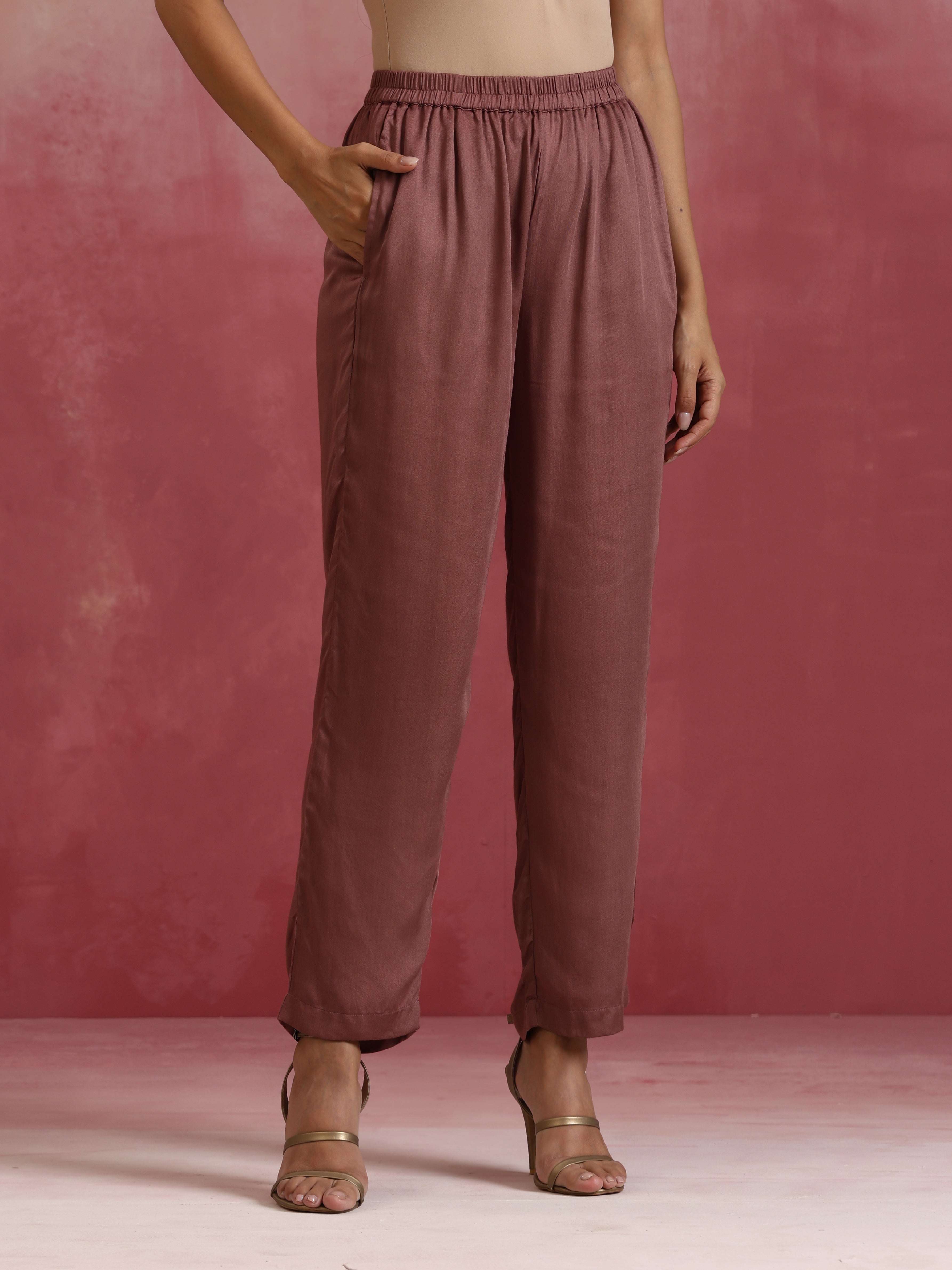 trueBrowns Brown Modal Anarkali Kurta Set - view 7