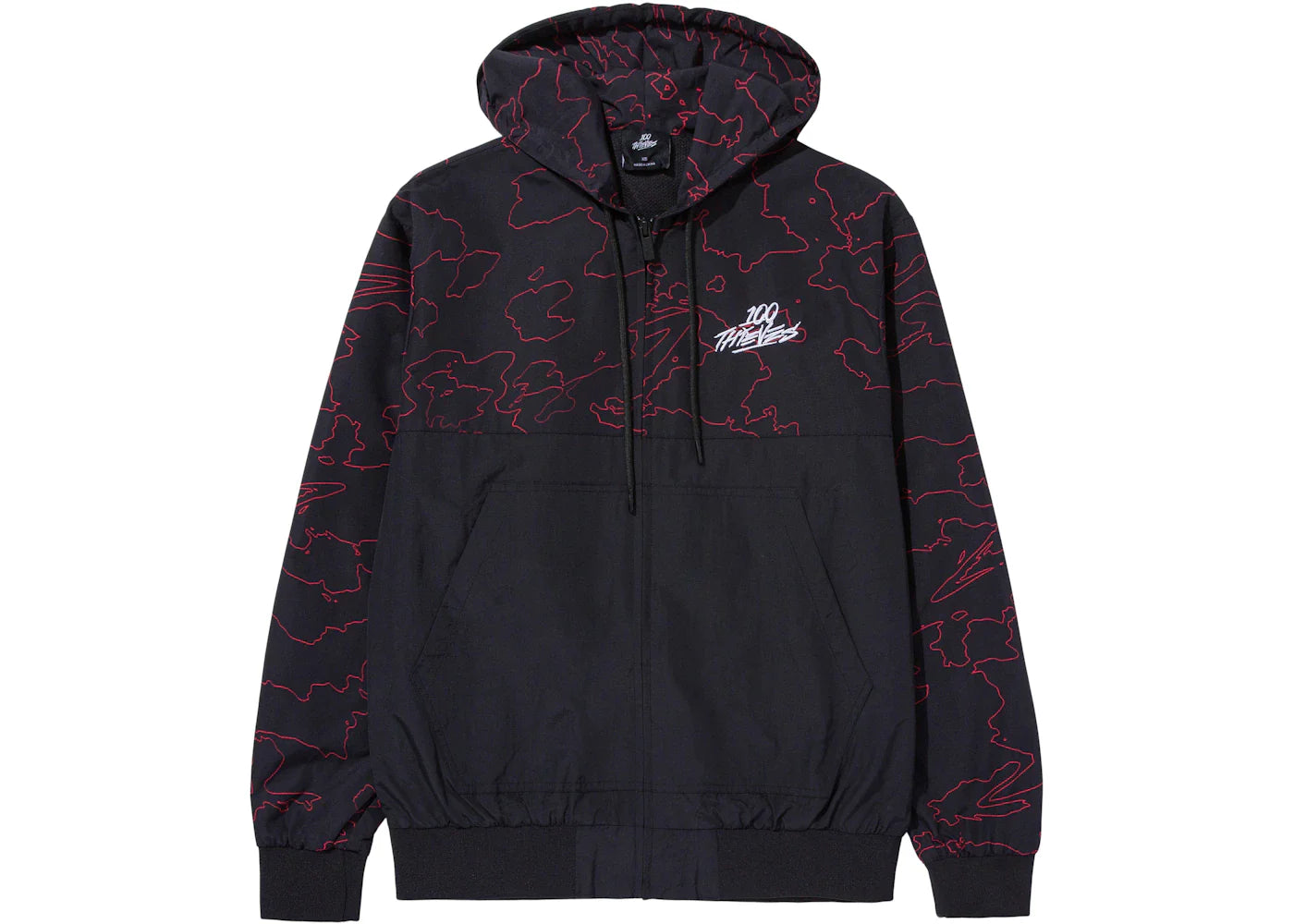 100 Thieves Foundations Geoprint WIndbreaker Black/Red