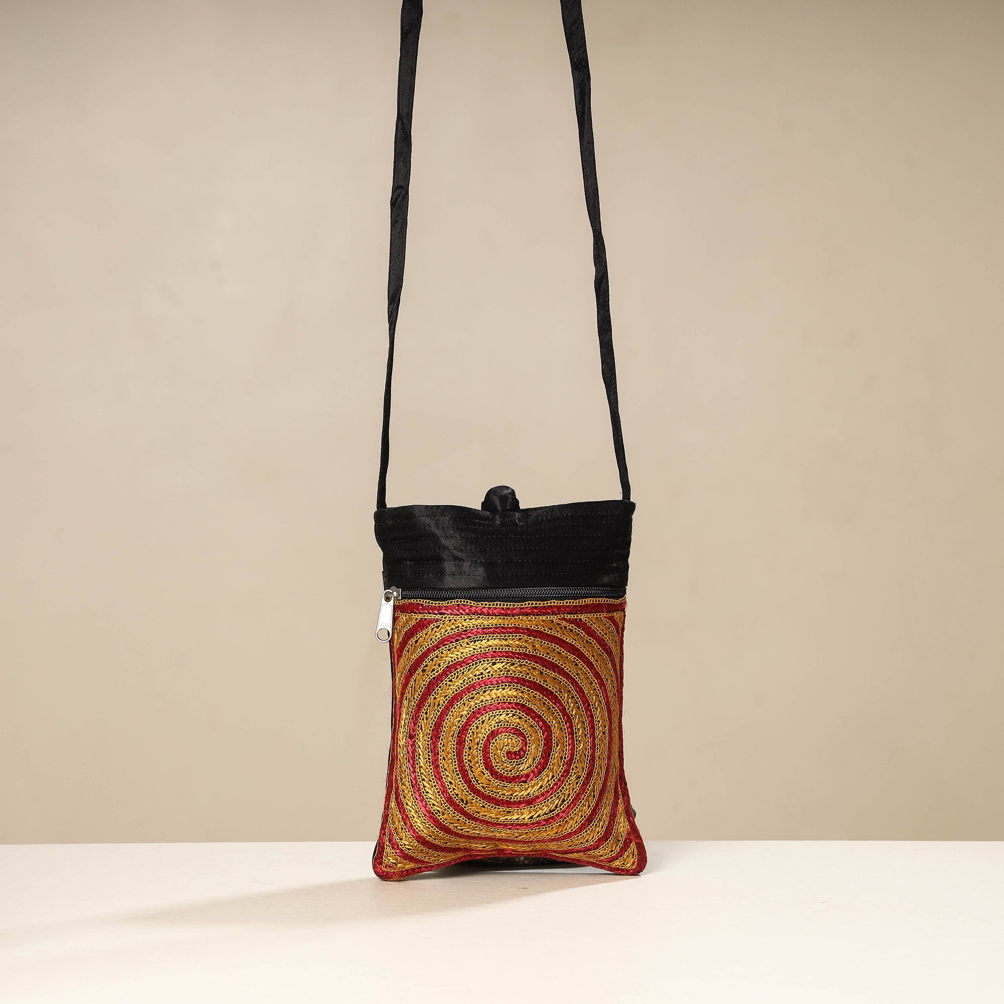 WAMA BY SMITA JAIN Black - Kutch Ahir Embroidery Mashru Silk Sling Bag - view 2