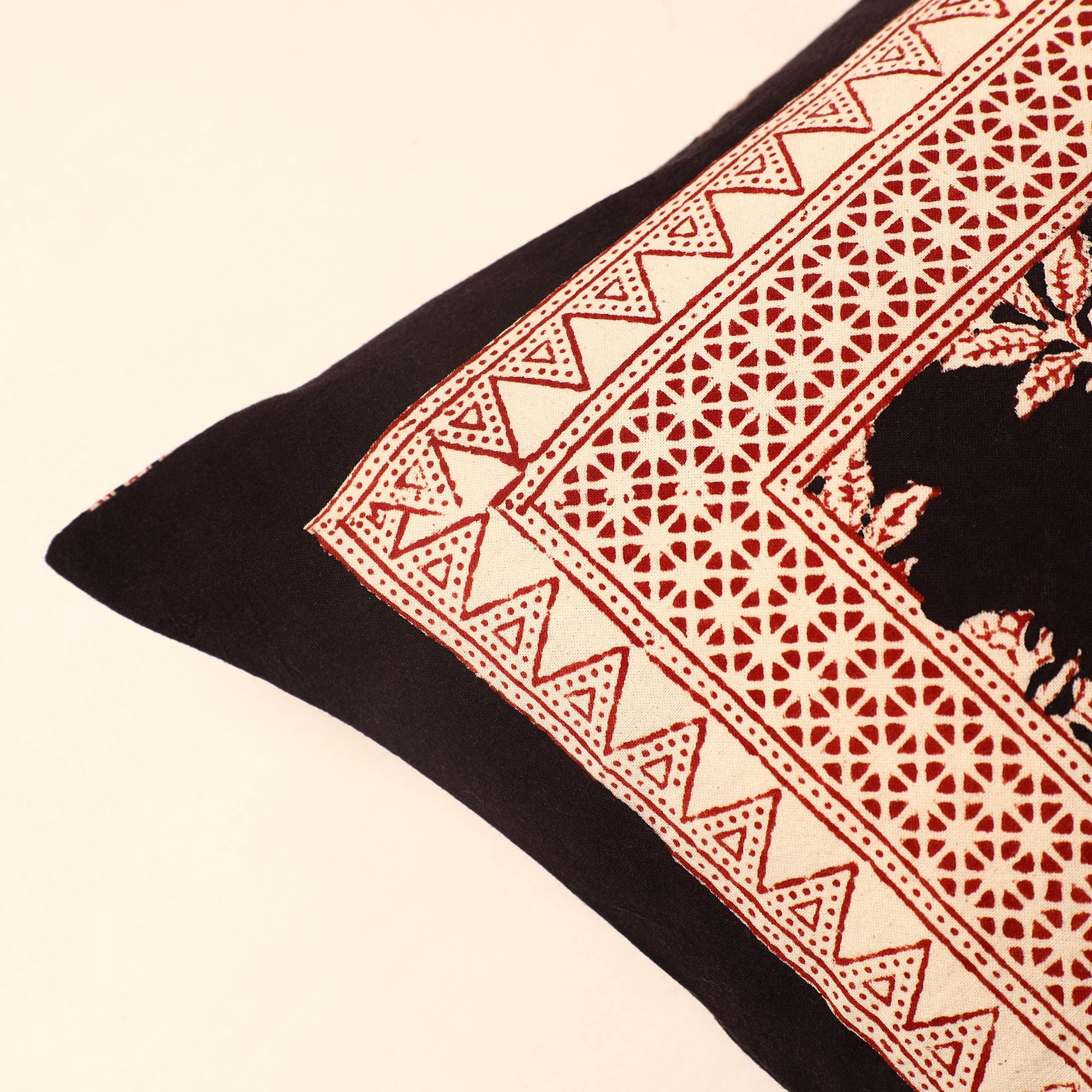 BAGH PRINTS BY ANSHAR FARUKH KHATRI Brown - Bagh Block Printed Cotton Cushion Cover (16 x 16 in) 28 - view 2