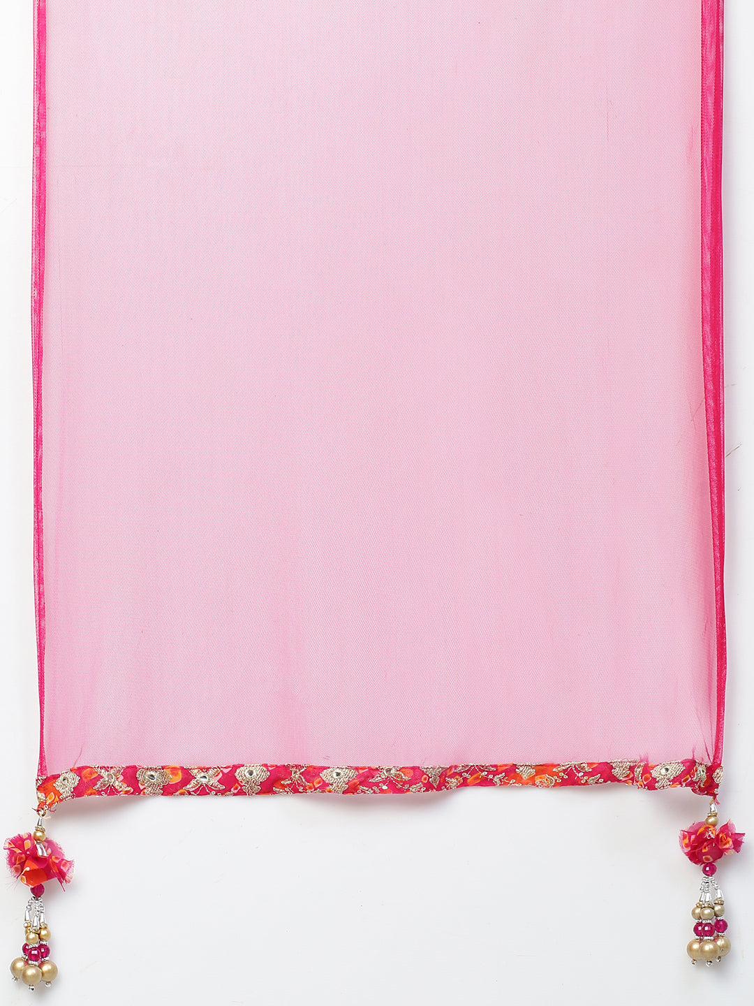 Fashor Zari Embroidered & Bandhani Printed Kurta with Sharara & Dupatta - Hot Pink - view 9