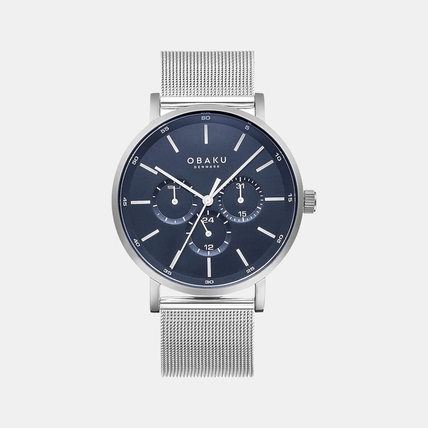 Obaku Ege Cyan Men Quartz Blue Dial Analog Stainless Steel Watch V246GMCLMC