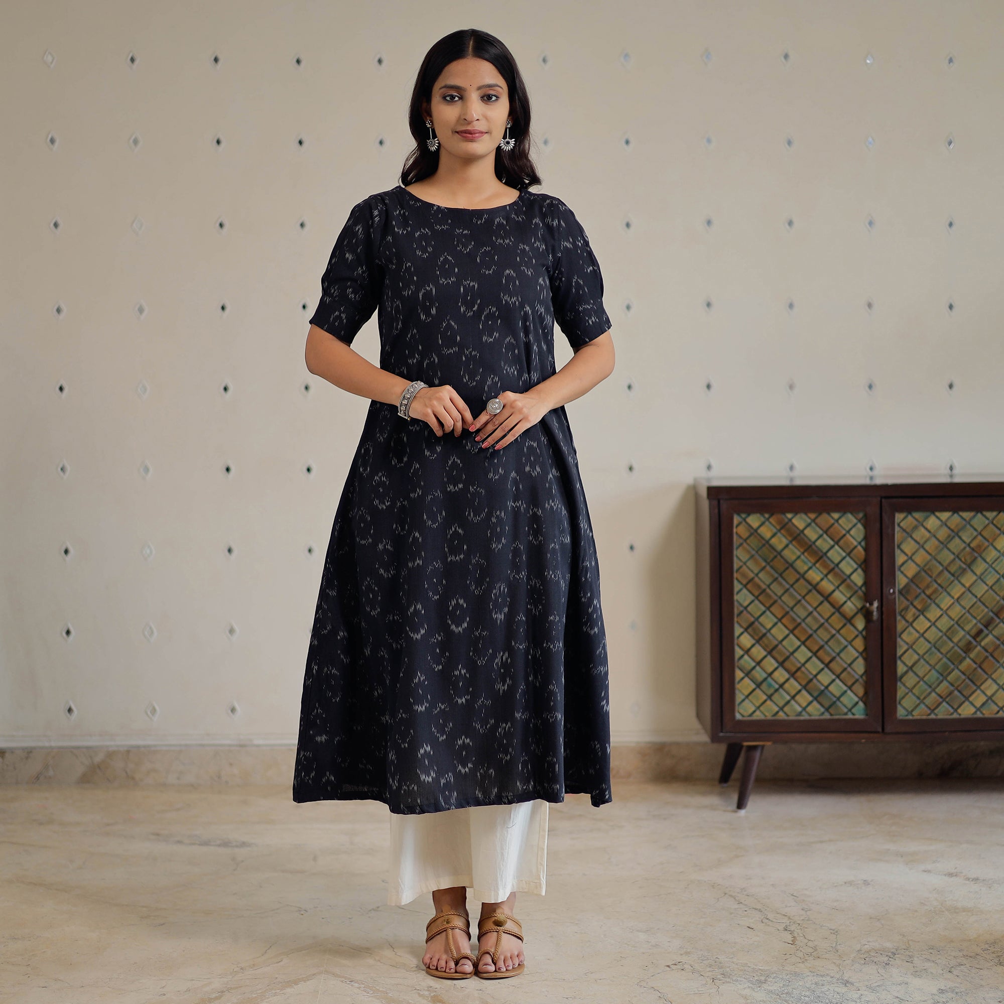 ITOKRI CASUALS Black - Pochampally Ikat Weave Cotton Dress 02 - view 2