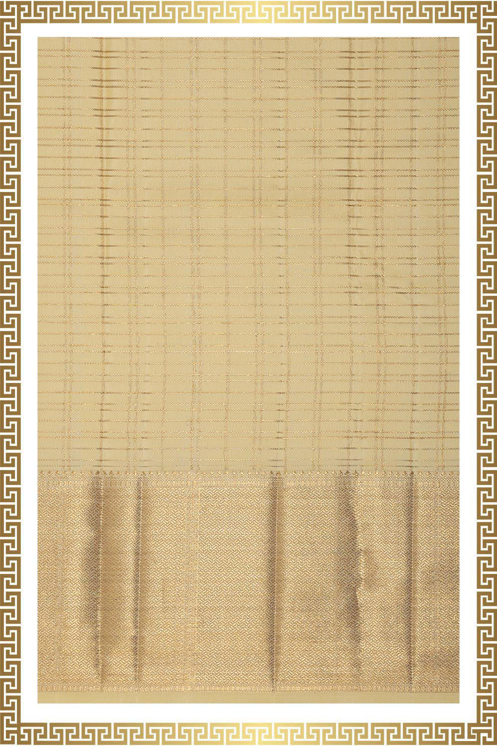Kalanjali Kanchi Silk Light Beige Traditional Dhoti With Kanduva (8 X 4)