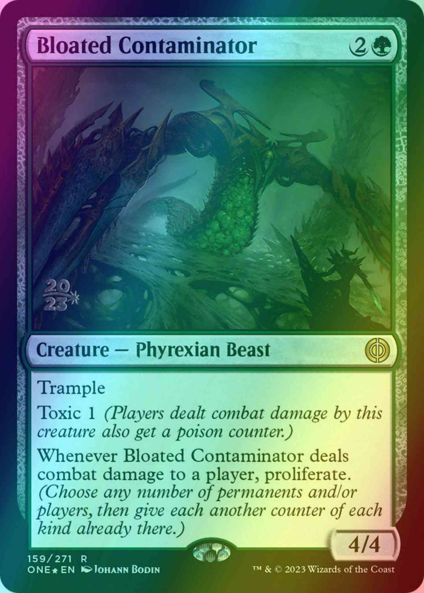 Bloated contaminator 159s – Magic Bloated Contaminator [159s] [Prerelease] [Phyrexia: All Will Be One: Promos] [Foil]