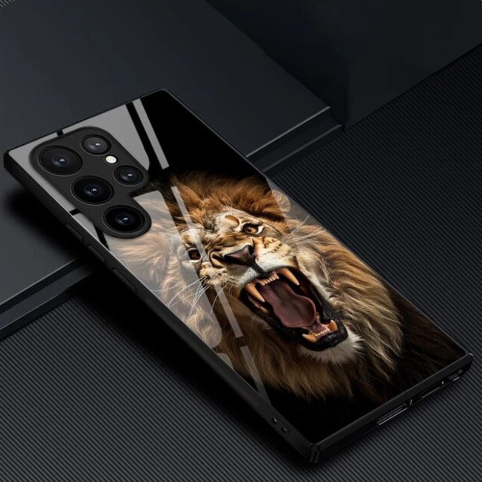 Million Cases Crystal Premium Lion Pattern Glass Case - Samsung