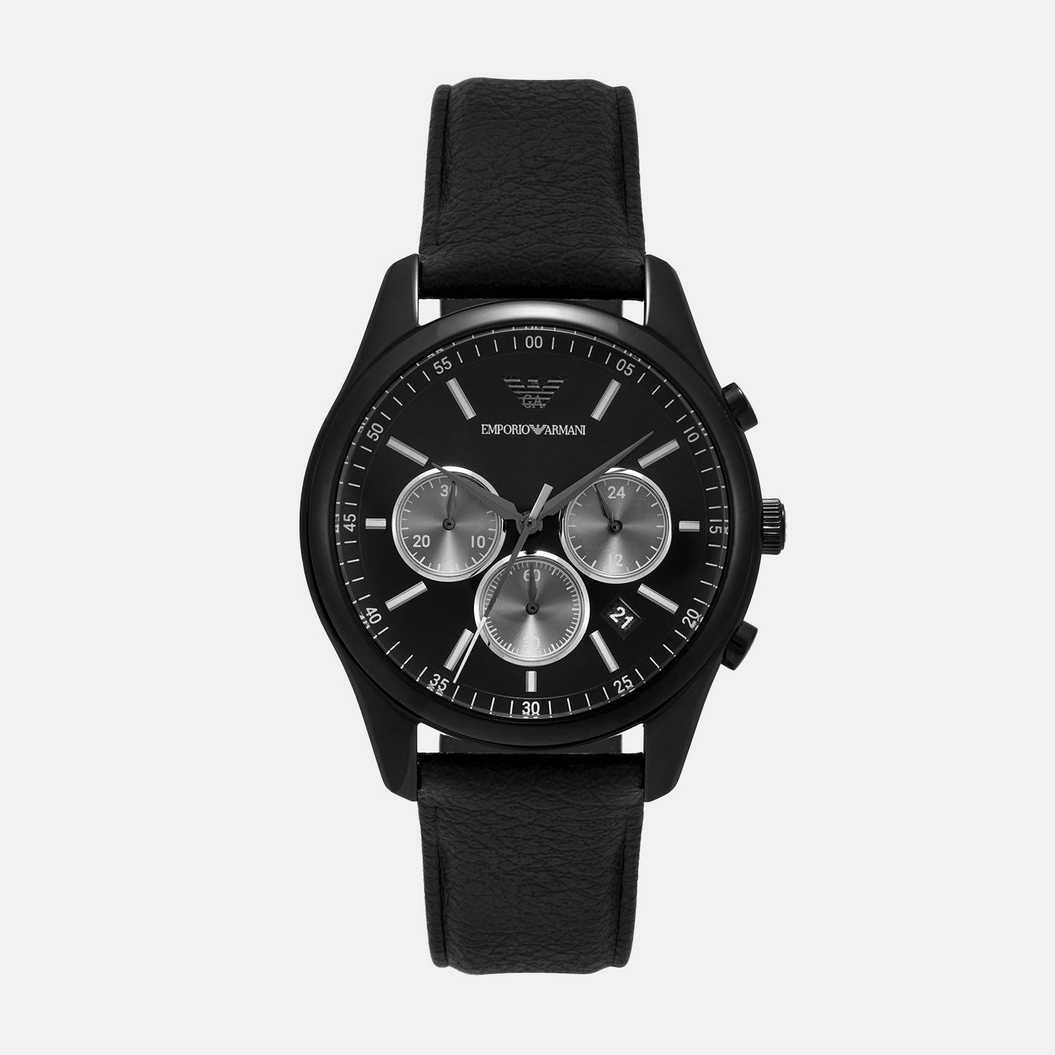 Emporio Armani Antonio Men Quartz Black Dial Chronograph Leather Watch AR11583