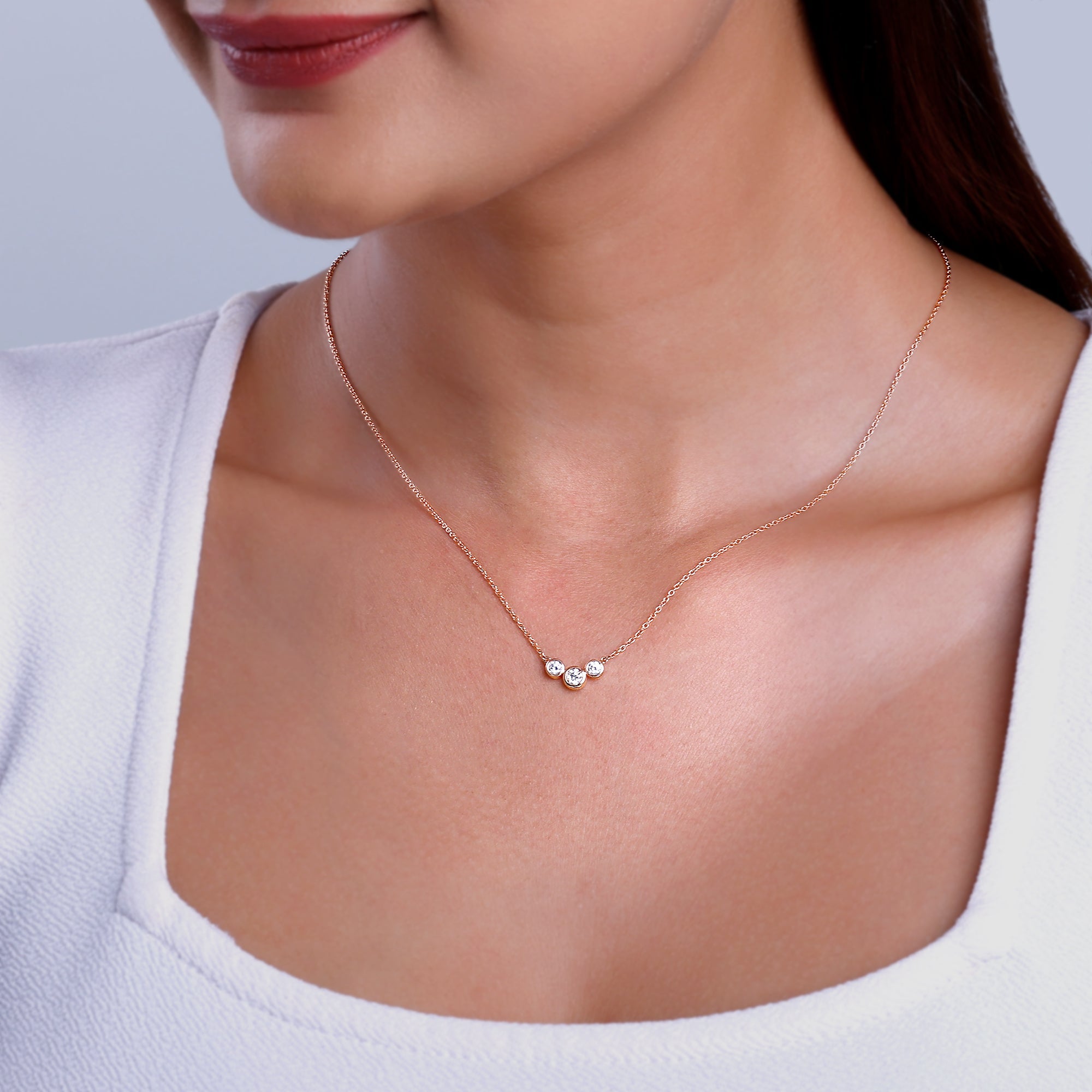 GIVA Jewellery Rose Gold Cercle Diamond Necklace - view 3