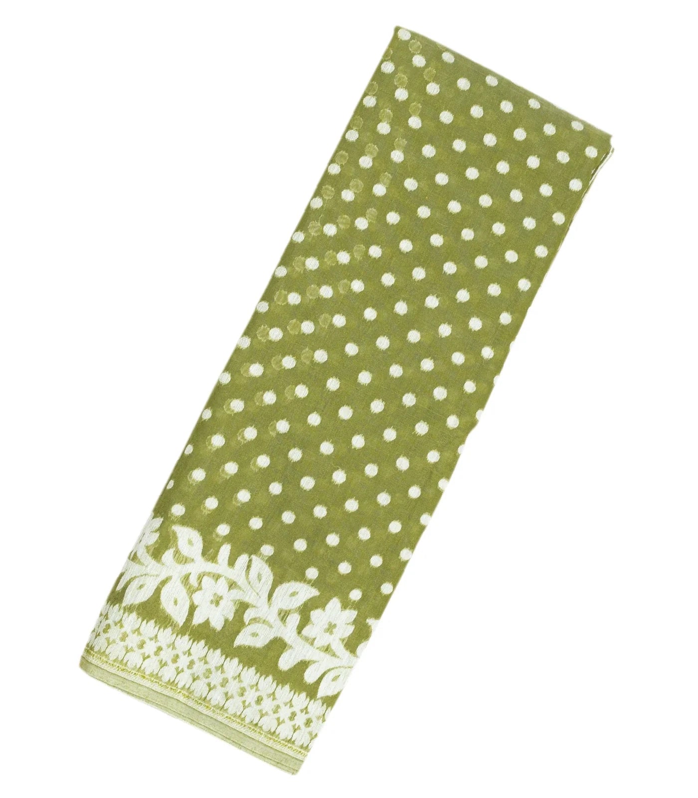 RmKV Cardamom Green Bengal Cotton Saree With Coin Motifs