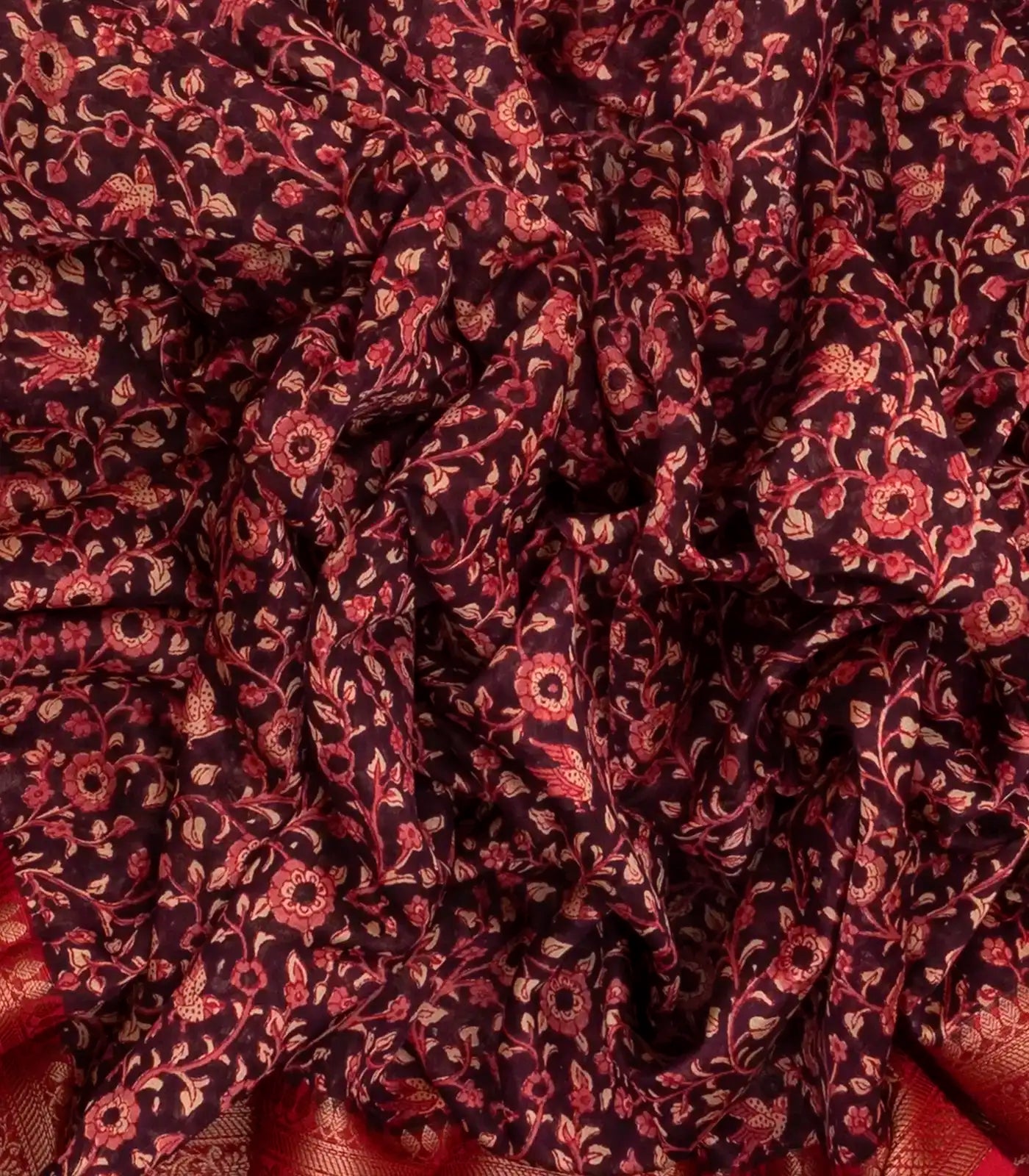 RmKV Maroon Woven Chanderi Cotton Saree With Red Border - view 3