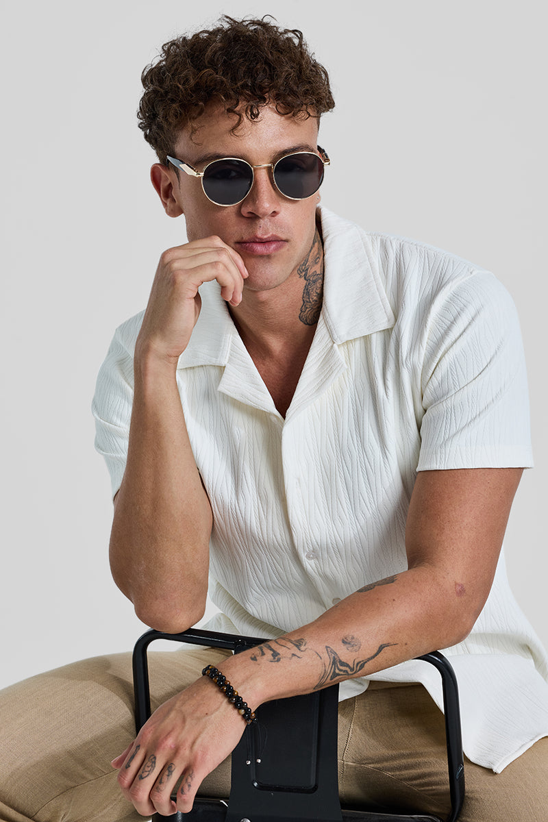 SNITCH White Cuban Textured Shirt - view 4
