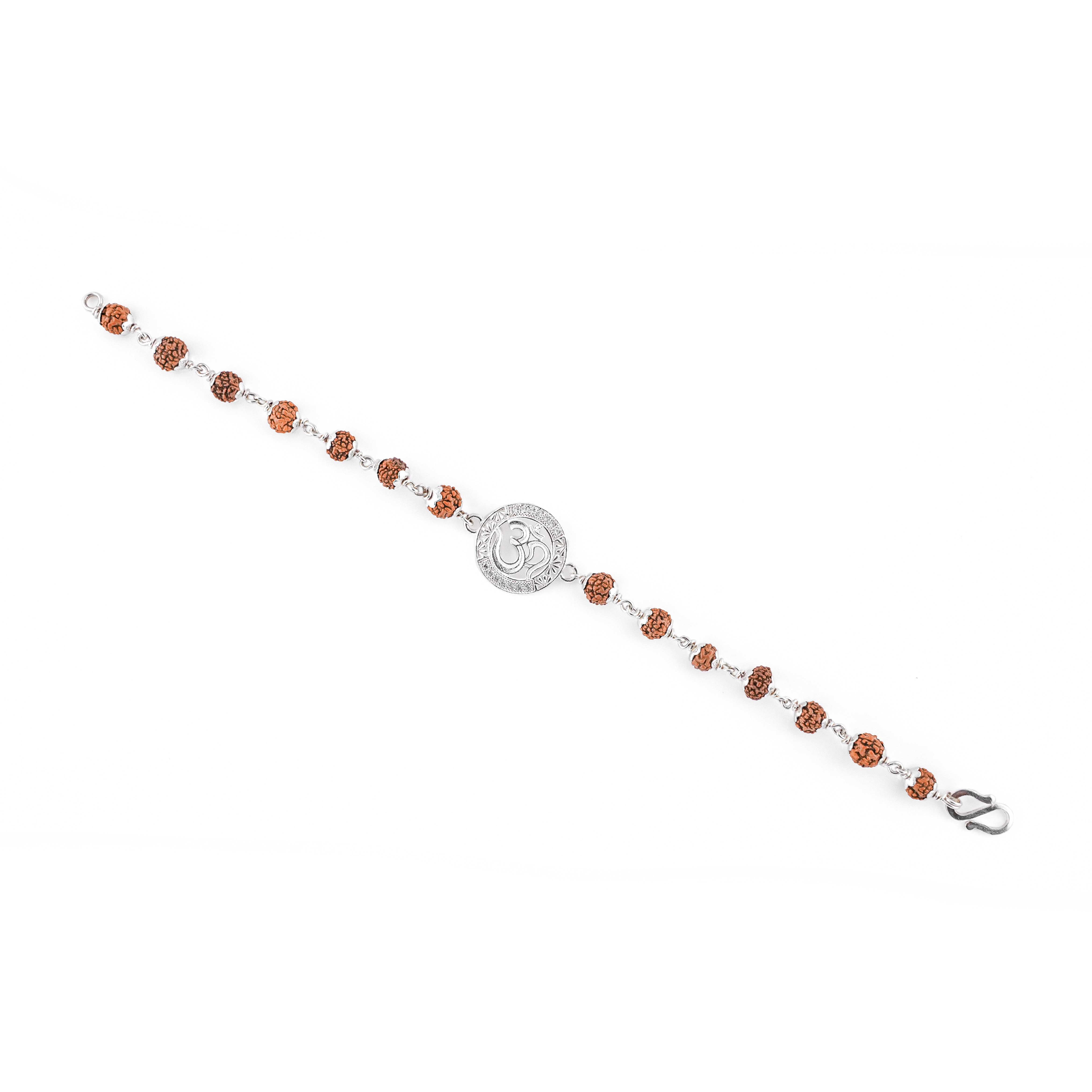 Prinjal Jewellers Rudraksha Silver bracelet with Om Single Line for men - view 3