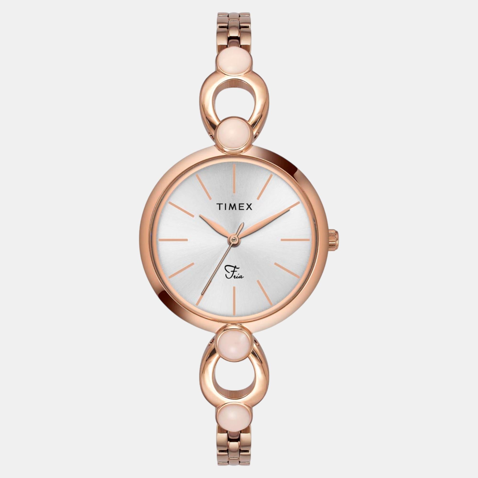 Timex Fria Women Quartz Silver Dial Analog Brass Watch TWEL18105