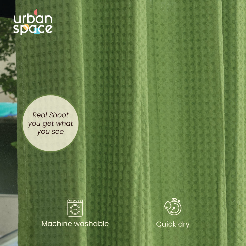 Urban Space -Home Furnishing Store 100% Cotton Waffle weave Curtains, 60-65% Room Darkening Curtain - Pack of 2 - Sage Green - view 4