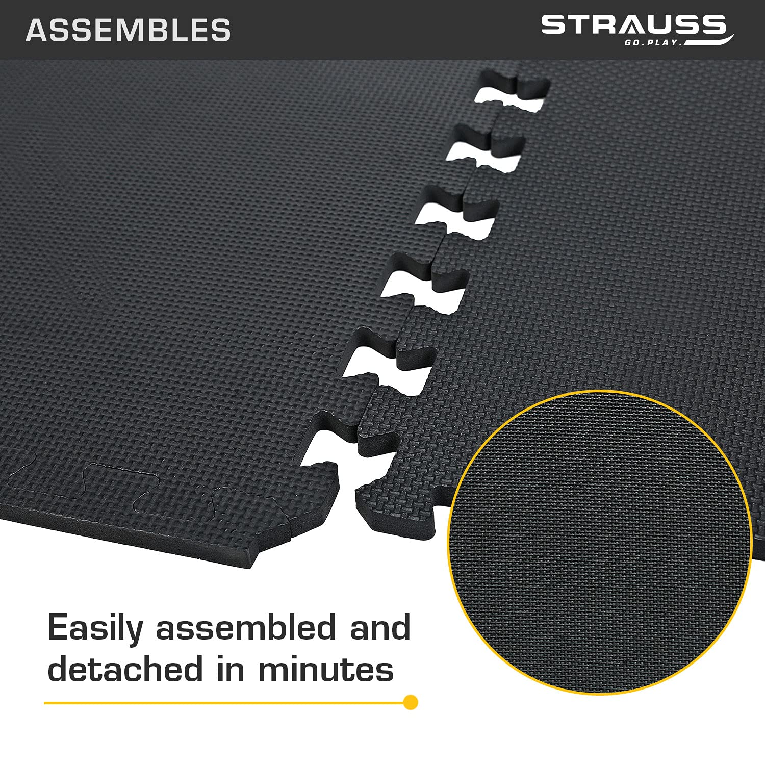 Strauss Sports Strauss Puzzle Exercise Mat Interlocking Tiles - view 4
