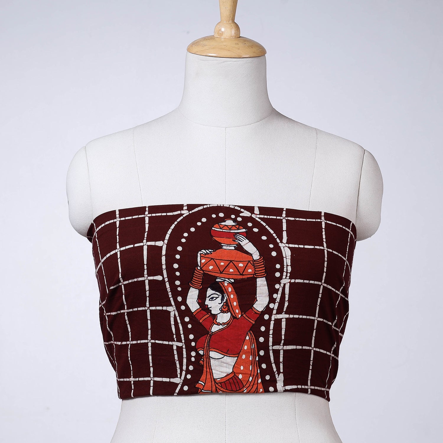 KACHCHH JI CHHAAP Brown - Hand Batik Printing Cotton Blouse Piece