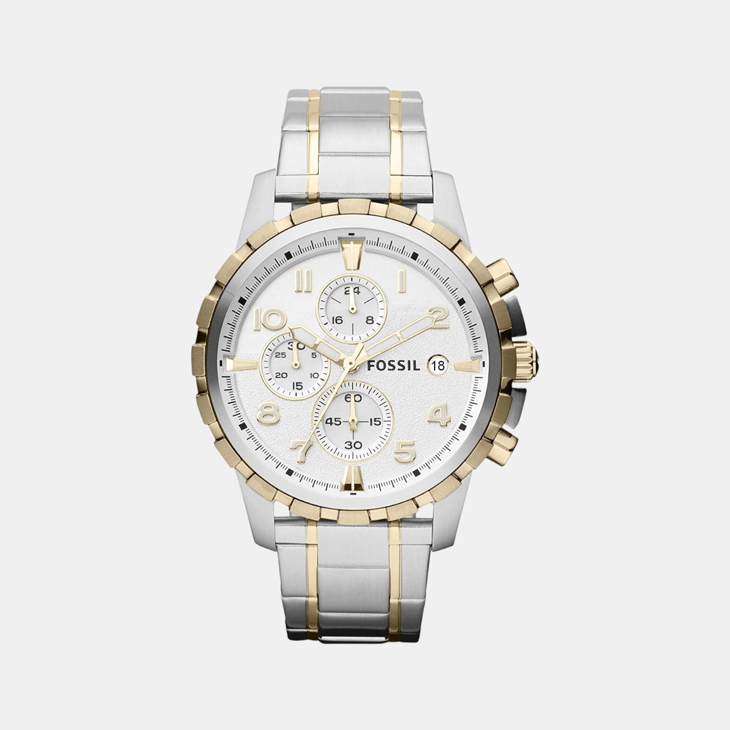 Fossil Dean Men Quartz Silver Dial Chronograph Stainless Steel Watch FS4795