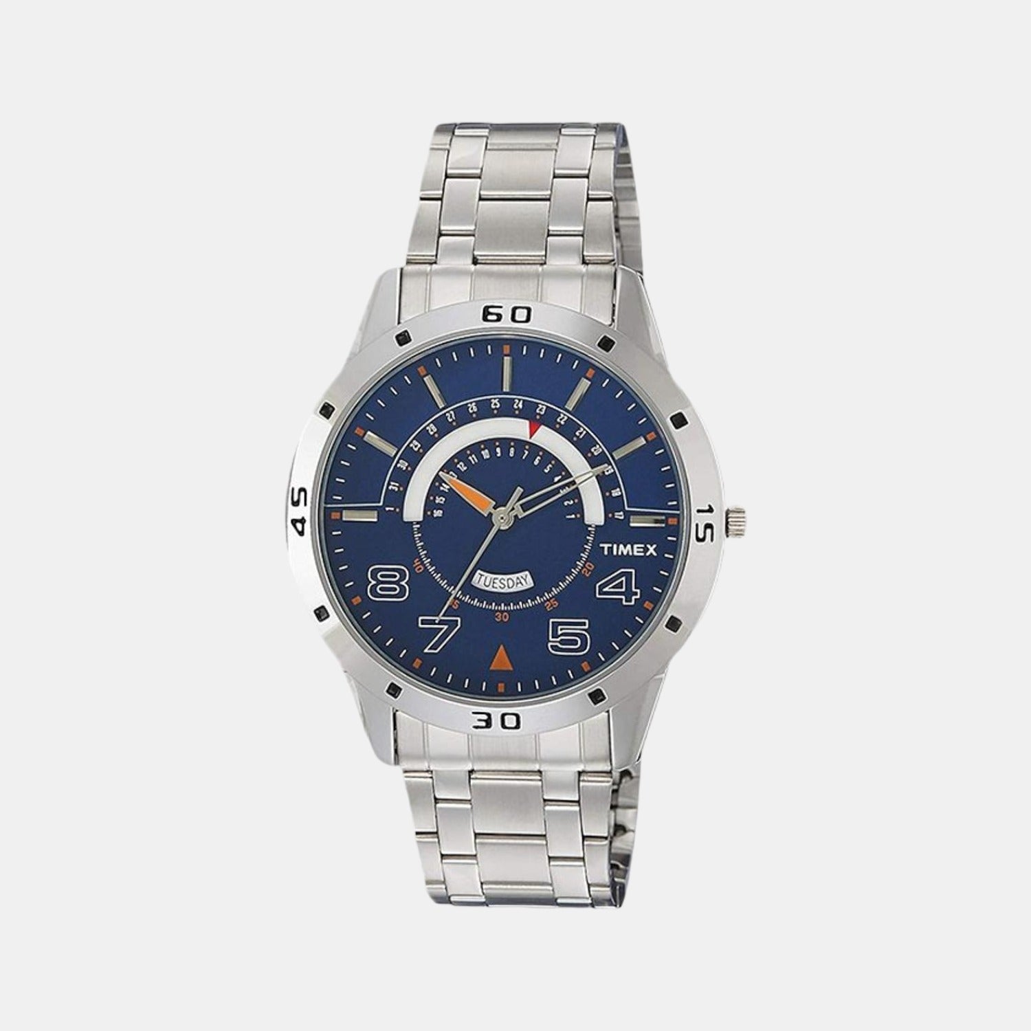 Timex Fashion Men Quartz Blue Dial Analog Stainless Steel Watch TW000U907