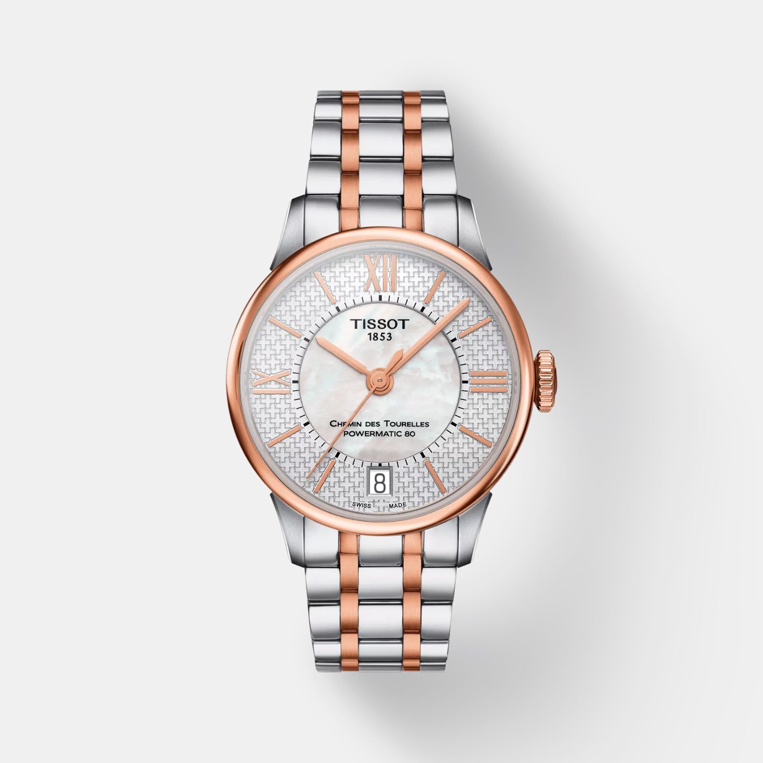 Tissot Chemin Des Tourelles Helvetic Pride Women Automatic White Mother Of Pearl Dial Analog Stainless Steel Watch T0992072211801