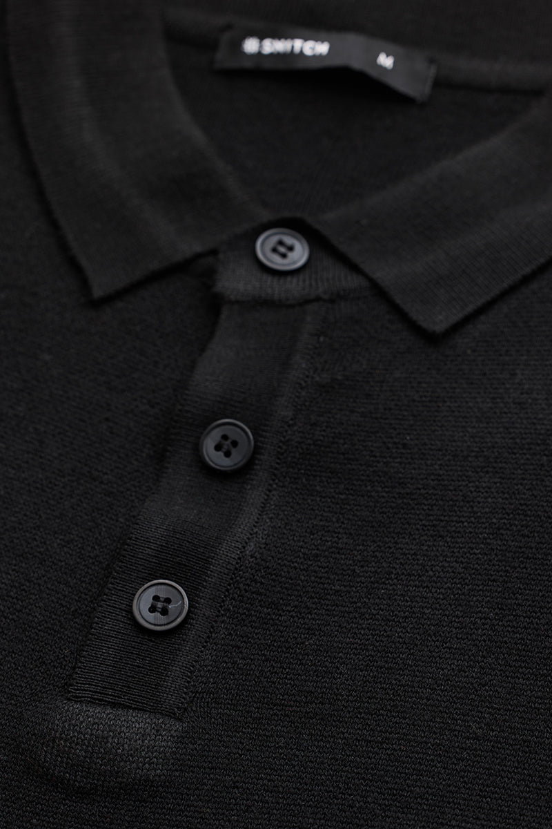 SNITCH Black Knitted Polo Sweater - view 2